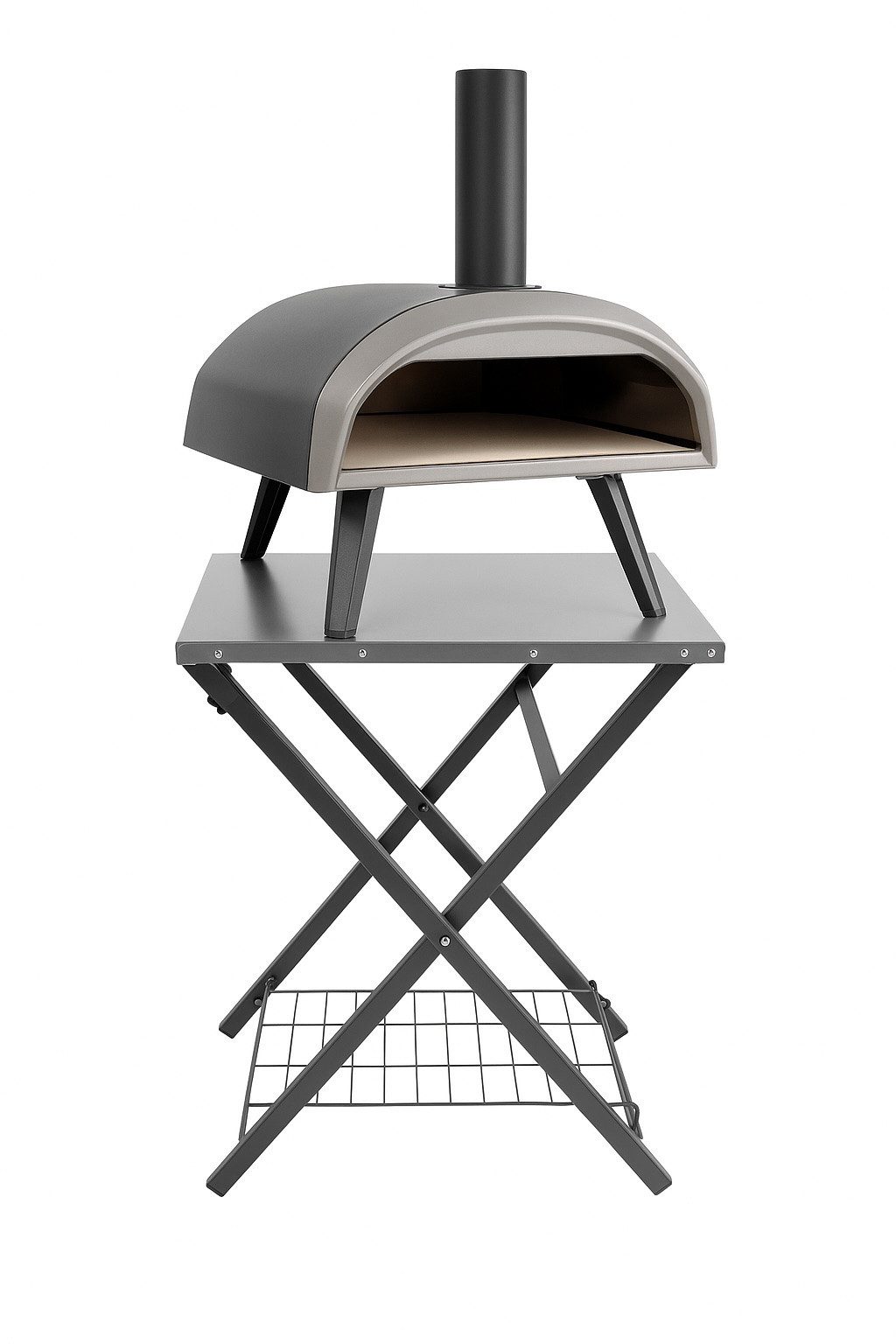 asado Grillablagetisch Klapptisch für Pizzaofen, klappbar, 3 Haken, 70x58x90 cm (Set, 70 × 58 × 90 cm), 70 × 58 × 90 cm, klappbar, 3 Haken für Zubehör