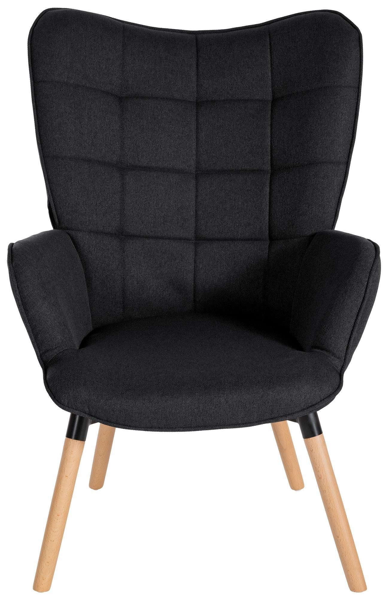 Stuhl schwarz aus Buchenholz CLP und Garding, Stoff-Bezug Loungesessel Gestell mit
