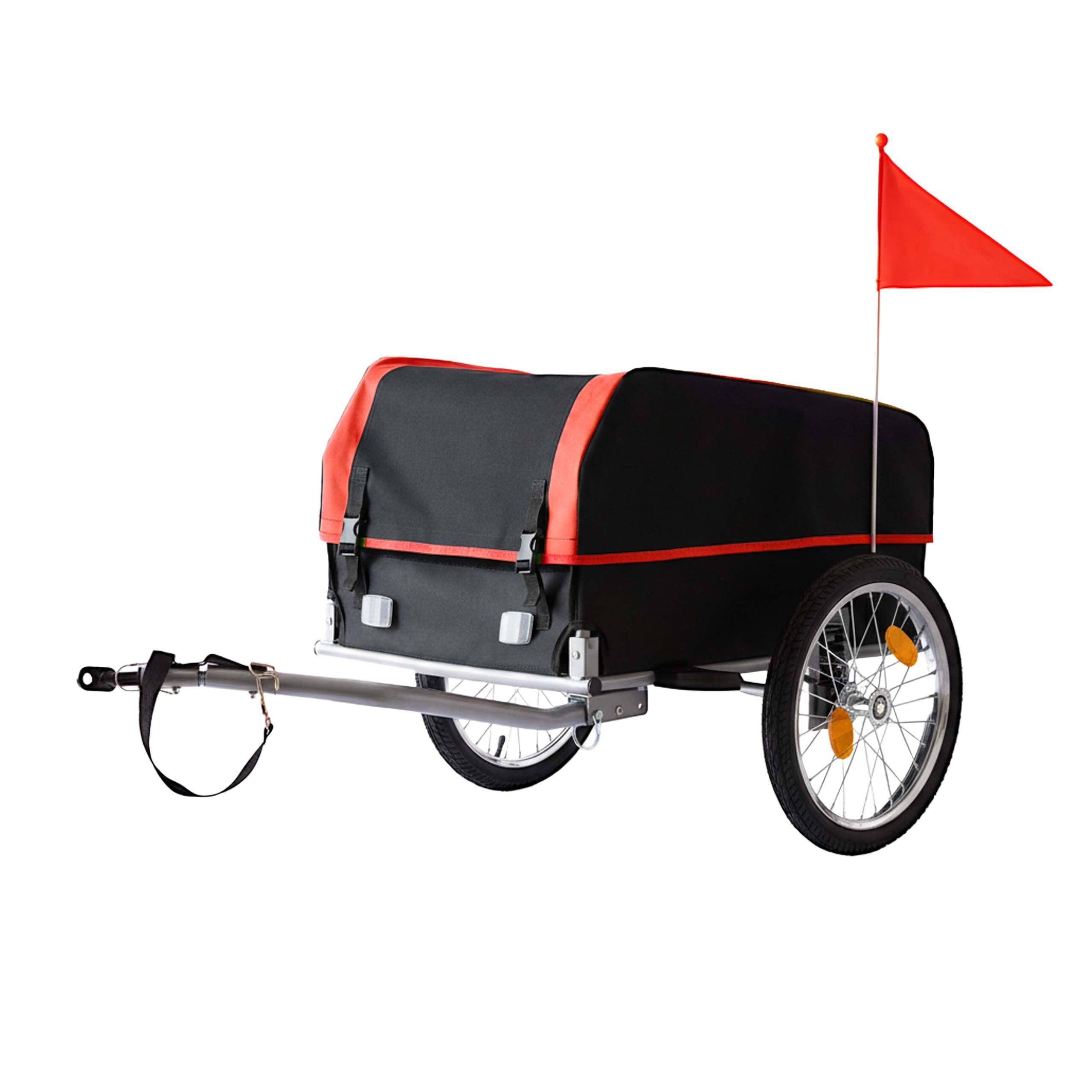 relaxdays Fahrradlastenanhänger Fahrradanhänger Lastenanhänger klappbar, Schwarz-Rot