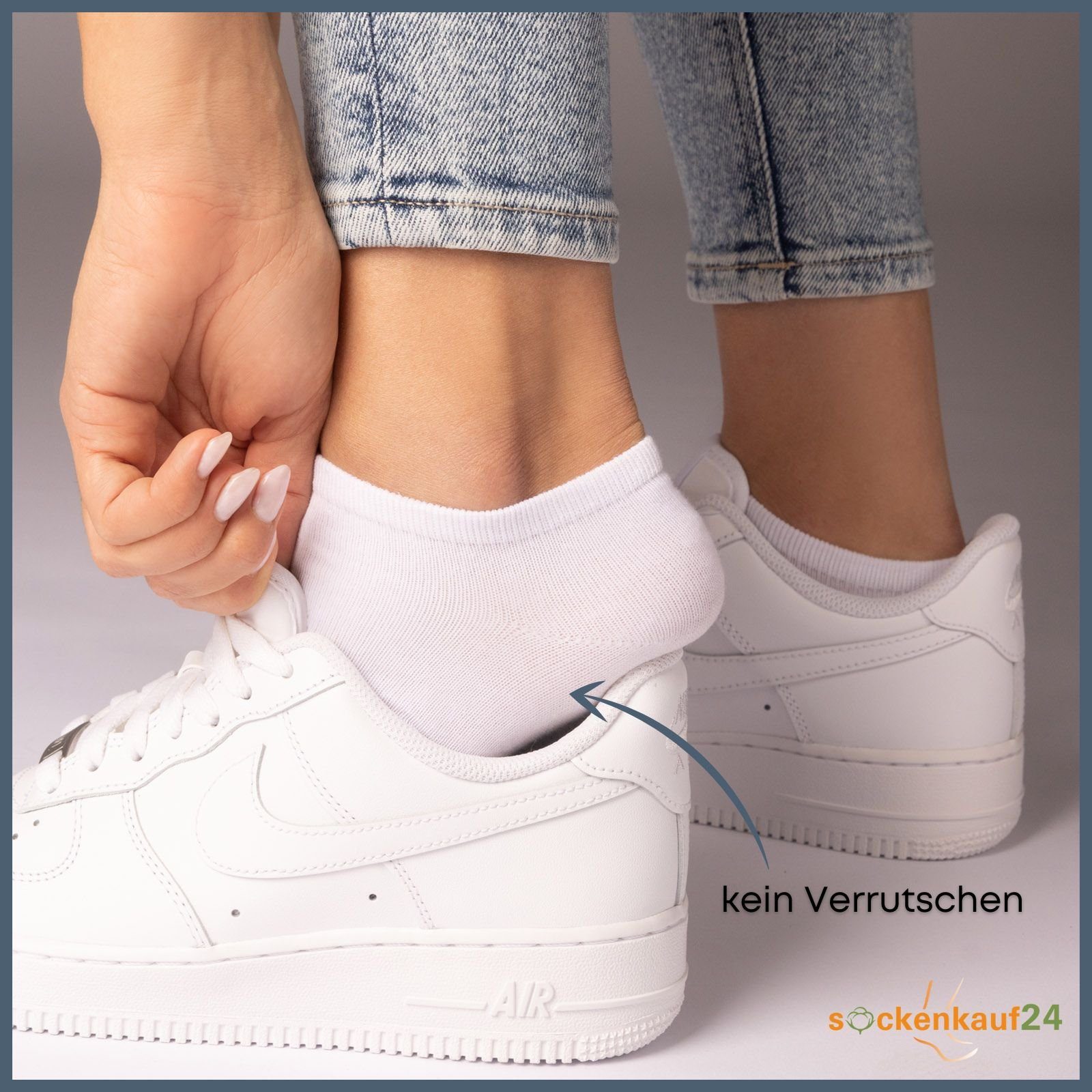 sockenkauf24 Sneakersocken 10, 20, 30 Paar Sneaker Socken Damen & Herren Schwarz Weiß Grau (5xGrau, 5xWeiß, 10-Paar, 47-50) Baumwolle - 16900 WP