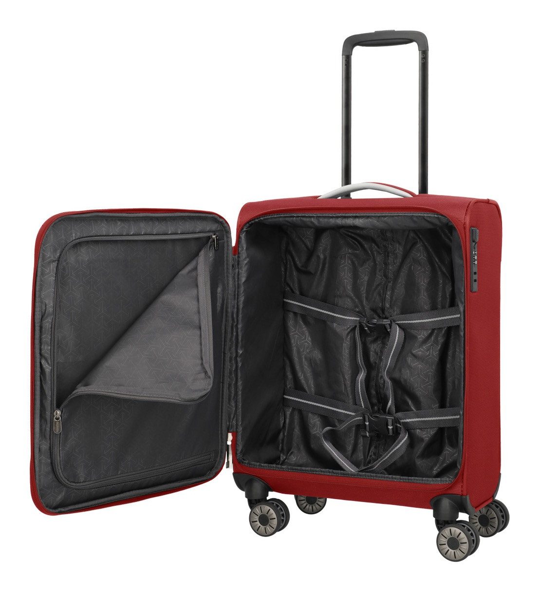 travelite Handgepäck-Trolley JETPACK Multi Light 4 Cabin, konzipiert für Condor & Ryanair, 4 Rollen, Weichgepäck-Koffer Handgepäck für die meisten gängigen Airlines