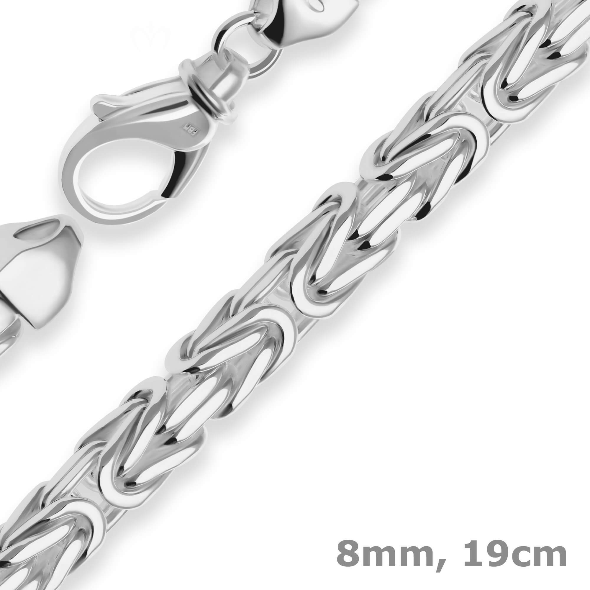 Schmuck Krone Silberarmband 8mm Armband Königskette aus 925 Silber 19cm, Silber 925