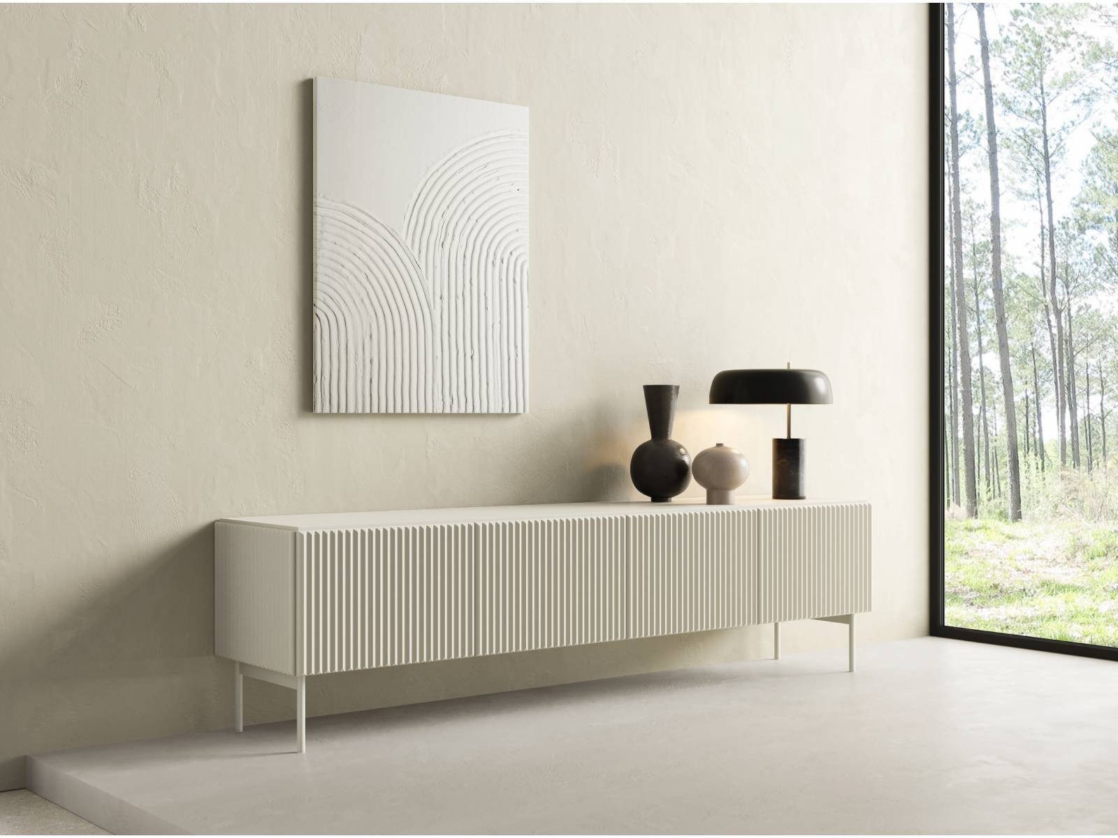 yourhouse24 Lowboard RTV-Schrank Muti 4D 195x51x40 cm Schwarz, Kaschmir günstig online kaufen