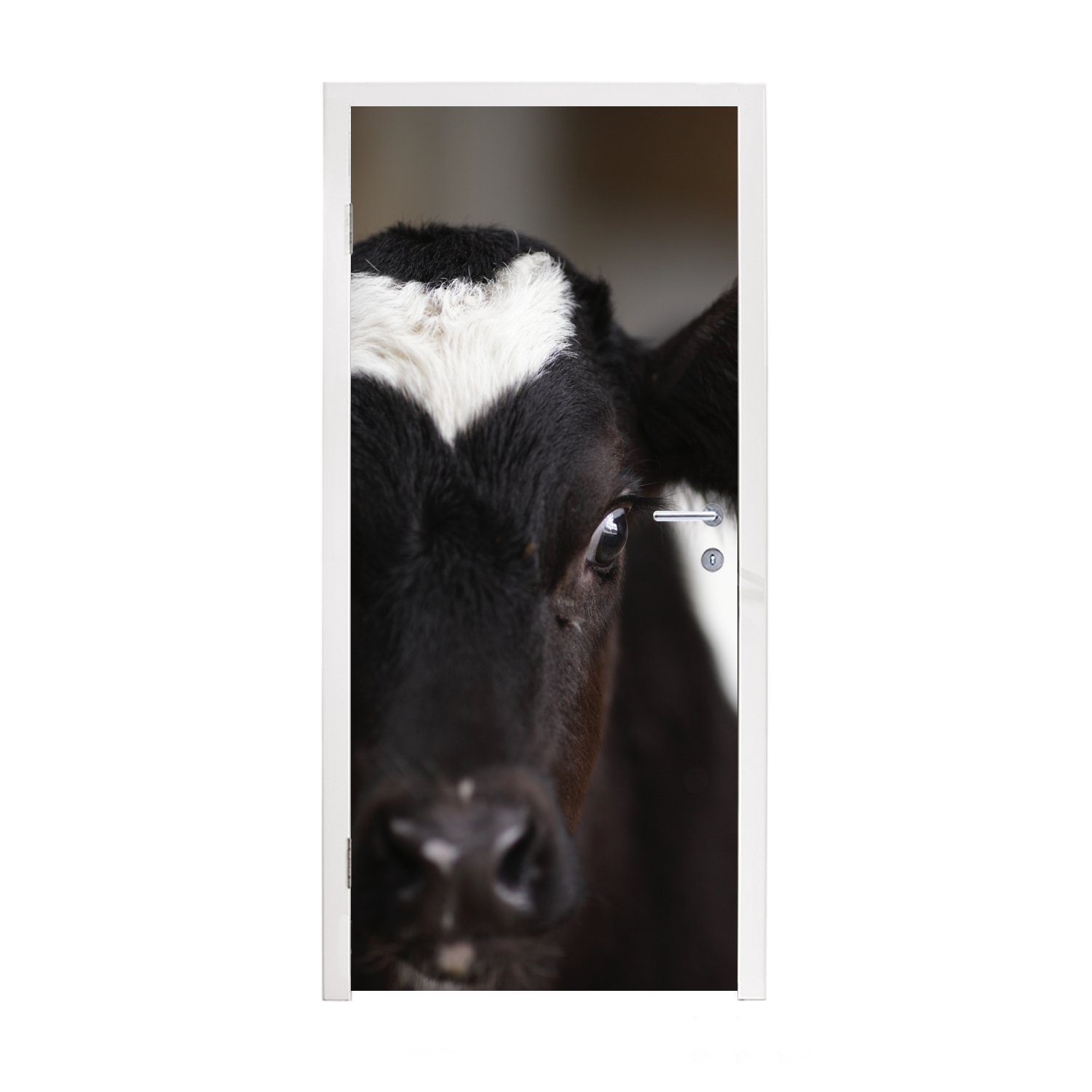MuchoWow Türtapete Kuh - Kalb - Nase - Tiere, Matt, bedruckt, (1 St), Fototapete für Tür, Türaufkleber, 75x205 cm