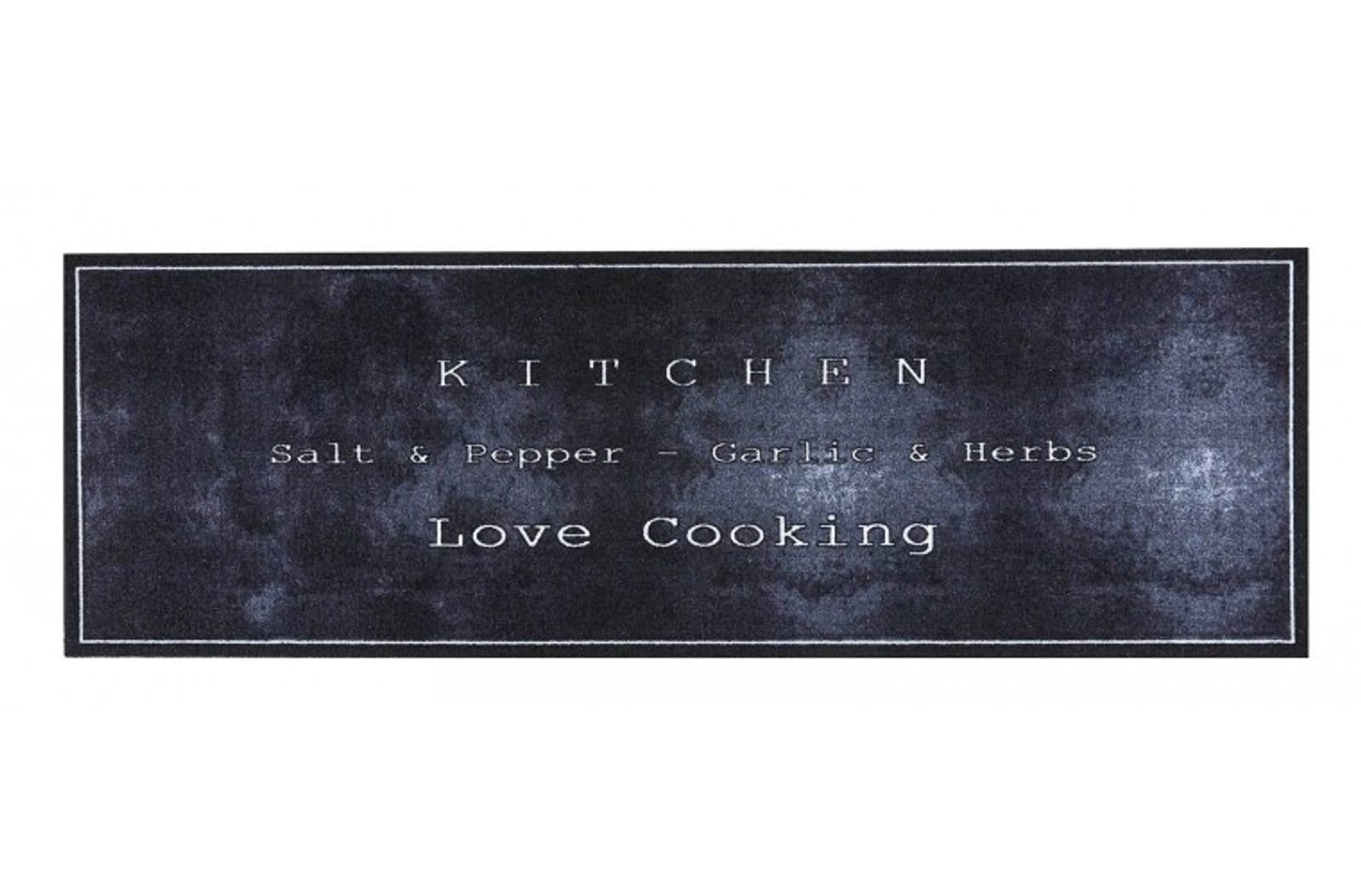 Läufer MD Entree Cook&Wash Eingangsmatte - Teppichmatte - Küchenteppich, MD Entree, rechteckig, Höhe: 5 mm, bei 30° waschbar, anti-rutsch, 50 x 150 cm, Love Cooking, schwarz