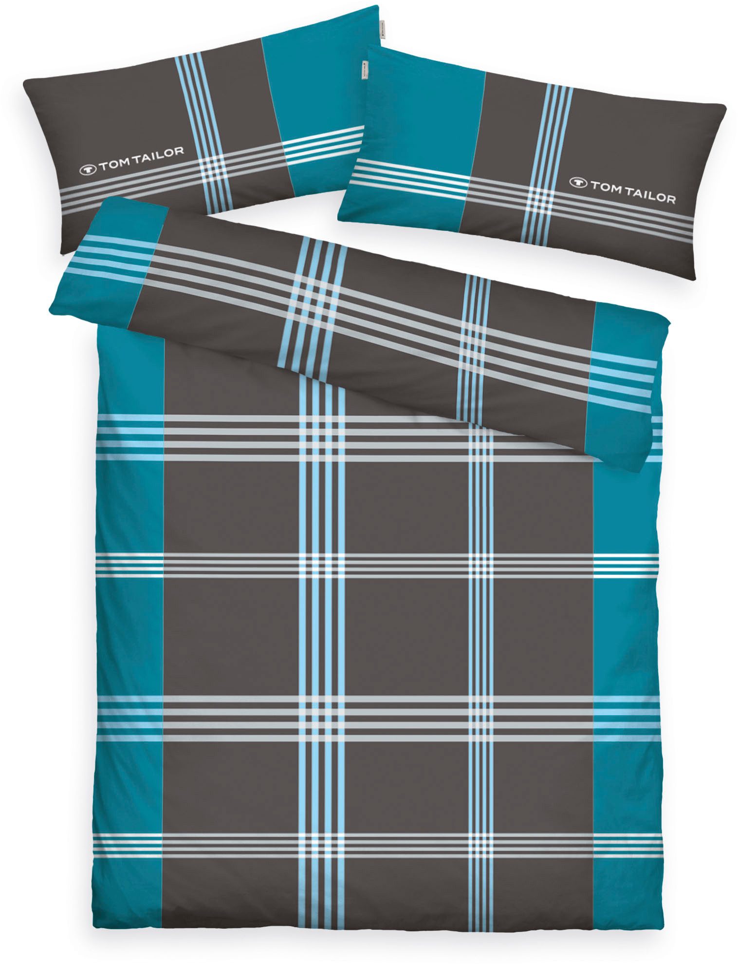 TOM TAILOR HOME Bettwäsche Ole, Renforcé, 2 teilig, karierte Bettwäsche aus Baumwolle, mit Reißverschluss