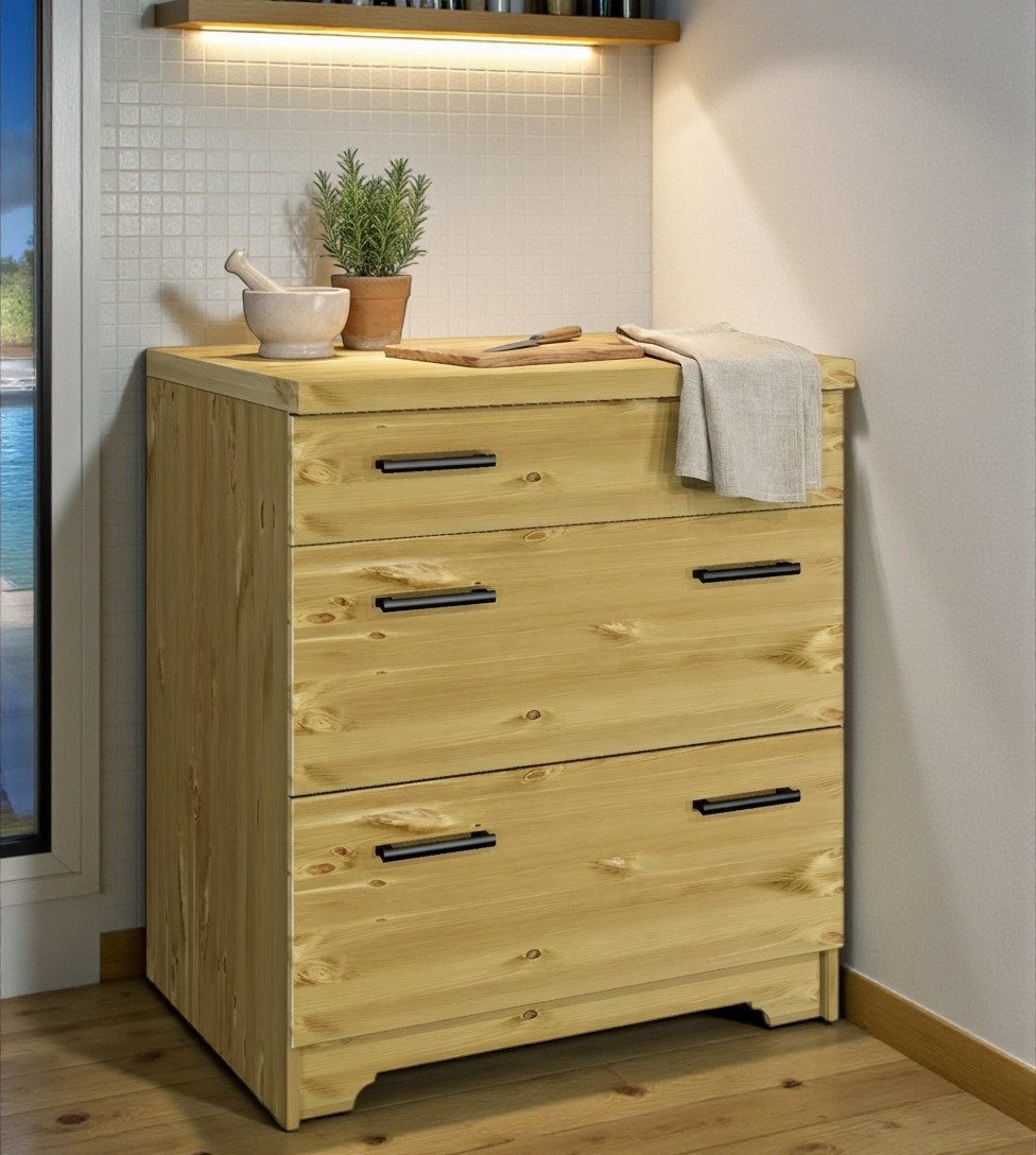 Home affaire Unterschrank Meliss aus massiver Kiefer, Breite 80 cm, Soft-Close-Funktion