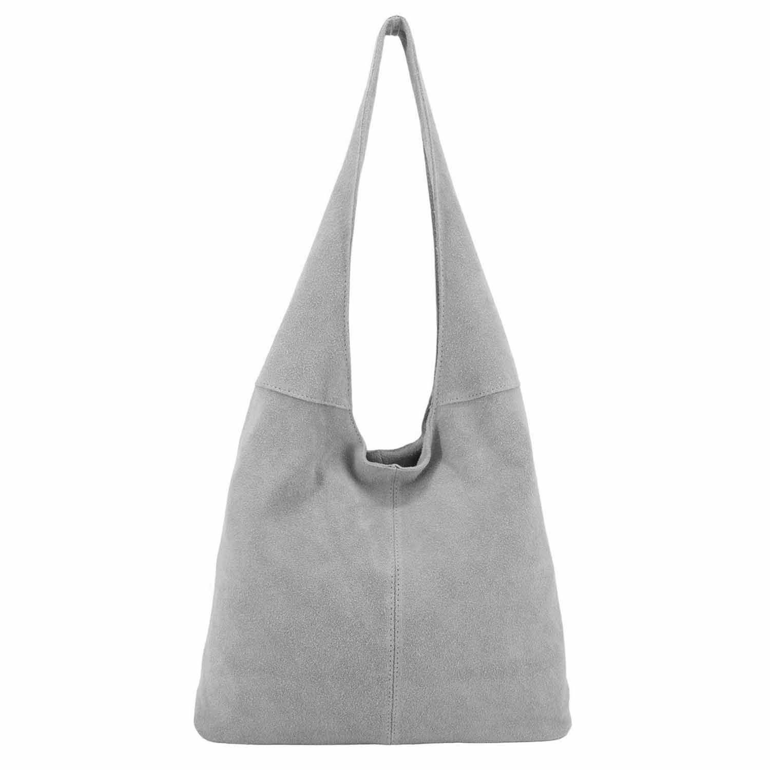 ITALYSHOP24 Shopper Made in Italy XL Damen echtes Leder Tasche Hobo Bag Schultertasche, Wildleder Umhängetasche Workbag Businesstasche Beuteltasche City Bag