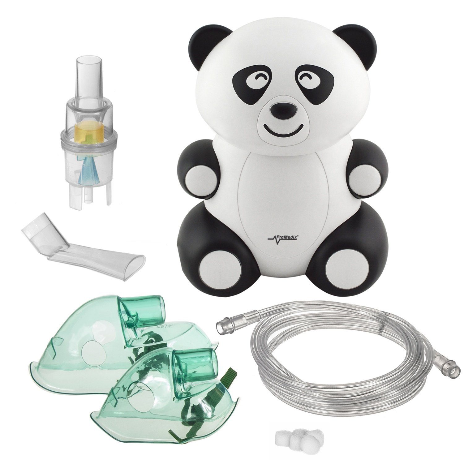 Promedix Inhalationsgerät PR-812 Inhaliergerät Set für Kinder - Panda, Vernebler Kapazität - 10 ml, Durchfluss: - 5-8 l/min