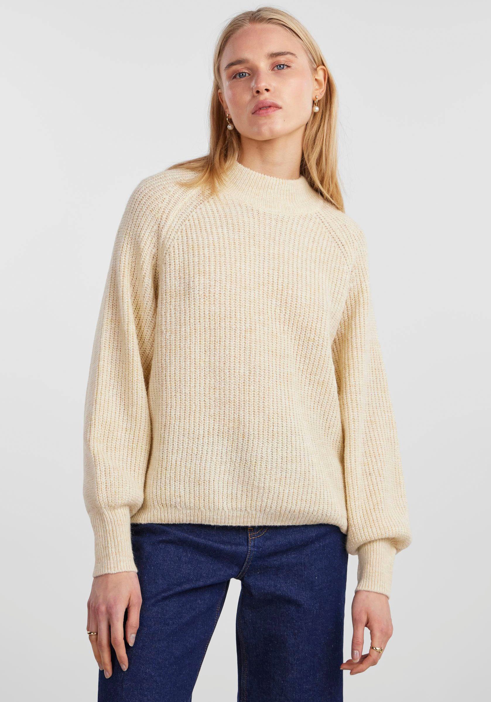 pieces LS O-NECK KNIT BC NOOS Strickpullover Birch PCNATALEE