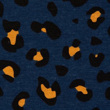 Vorhang SCHÖNER LEBEN. Vorhang Ottoman Leopardenmuster blau 245cm, SCHÖNER LEBEN., Smokband (1 St), blickdicht, Baumwolle, handmade, made in Germany, vorgewaschen