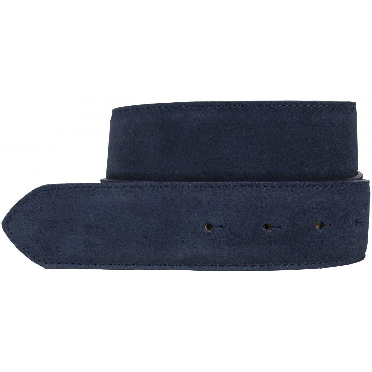 Ledergürtel Wechselgürtel aus Veloursleder ohne Schnalle 4 cm - Druckknopf-Gürtel