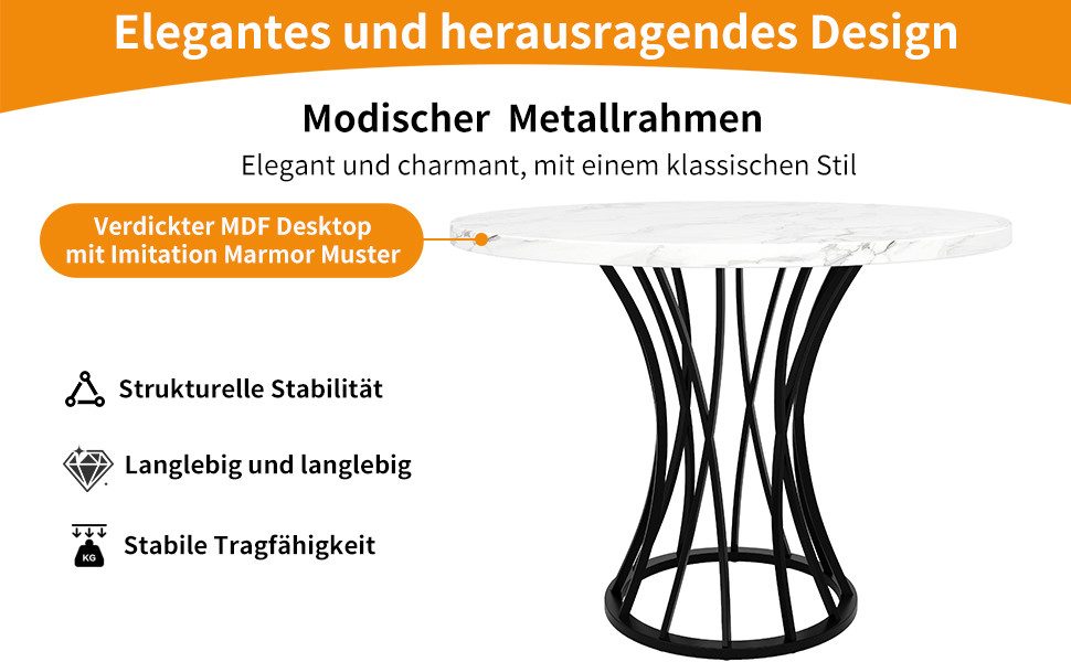 i@home Esstisch leichter und luxuriöser runder Tisch für 4-6 Personen (Bis günstig online kaufen