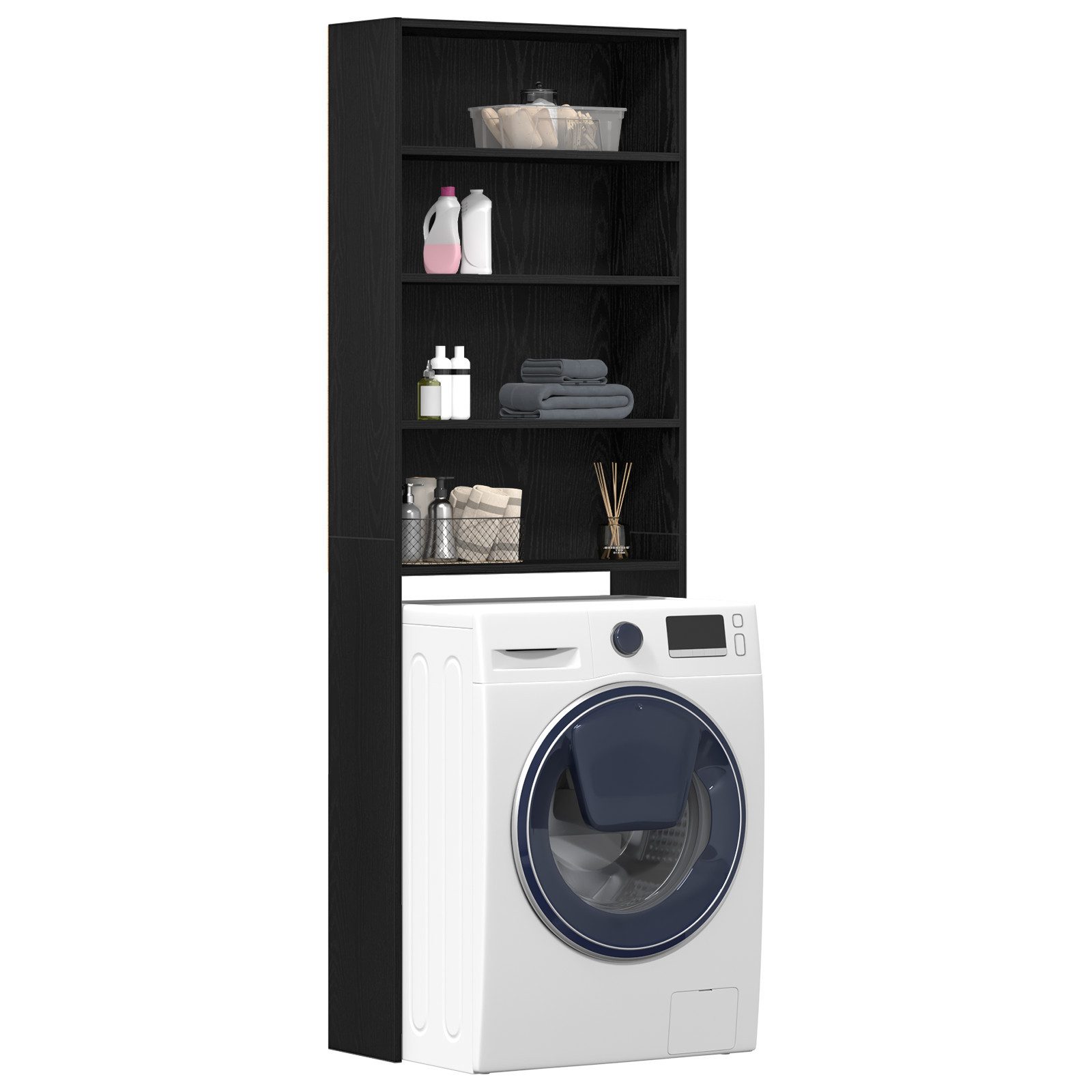 vidaXL Waschmaschinenumbauschrank Waschmaschinenschrank Schwarz Eiche 64x24 günstig online kaufen
