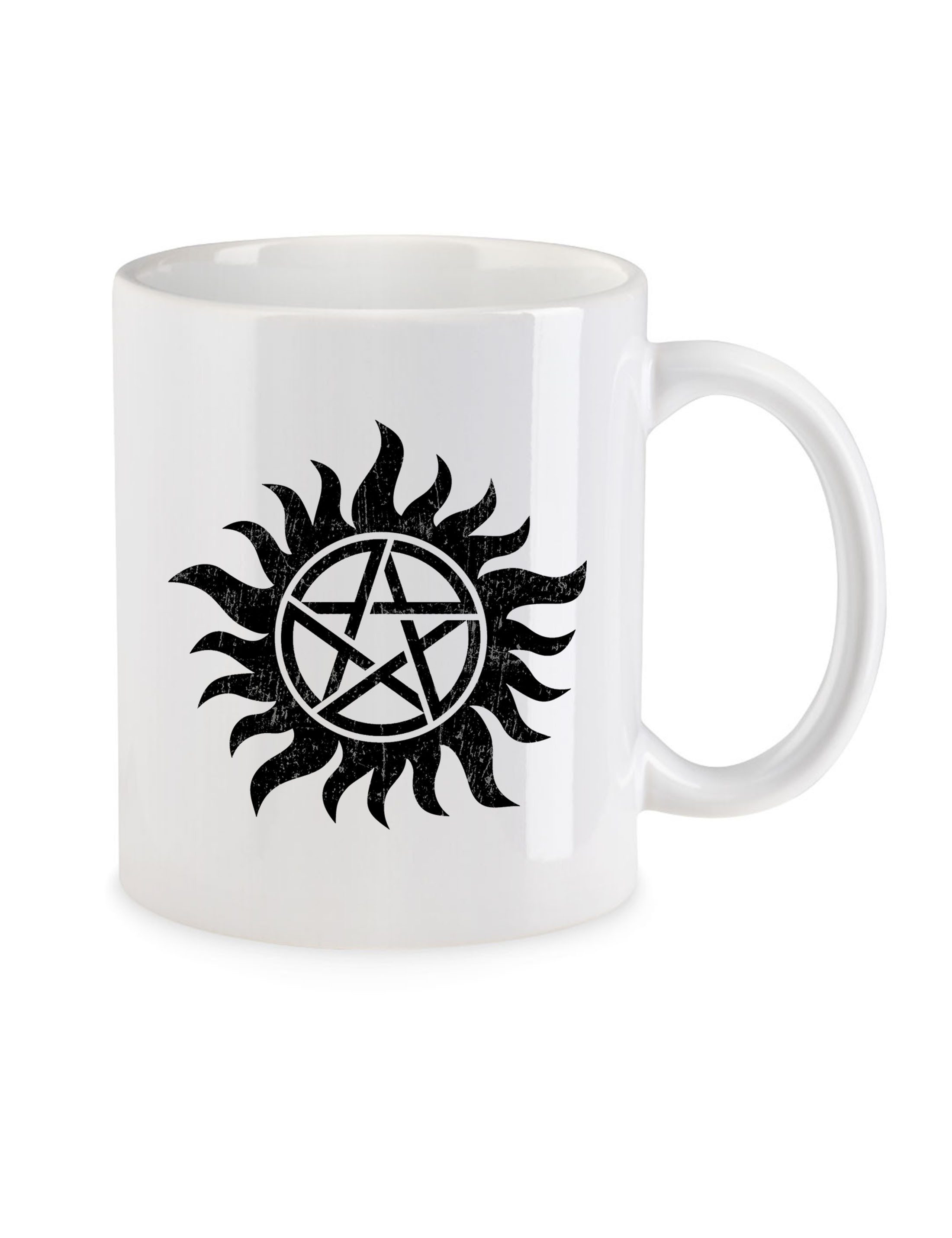 Urban Backwoods Tasse Anti Possession Symbol Kaffeetasse Fun Logo Pentragramm Pentacle, 1-tlg., Keramik, Supernatural Flaming Sam Series