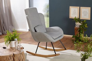 Wohnling Schaukelsessel WL5.799 (CAPRI Grau, Stoff Relaxsessel 75 x 110 x 88,5 cm), Schwingsessel Relaxstuhl, Moderner Schwingstuhl