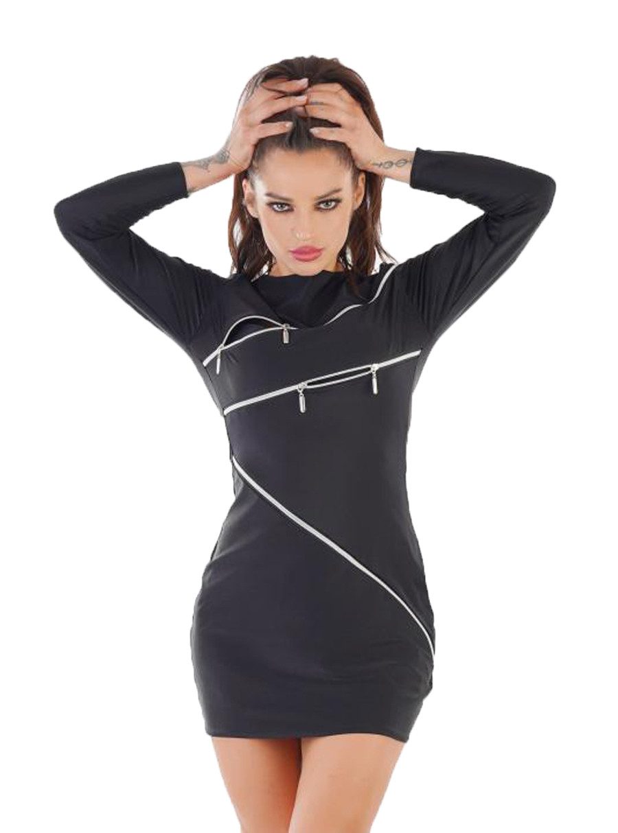Me Seduce Minikleid Schwarzes Minikleid mit mehreren Reißverschlüssen Kleid günstig online kaufen