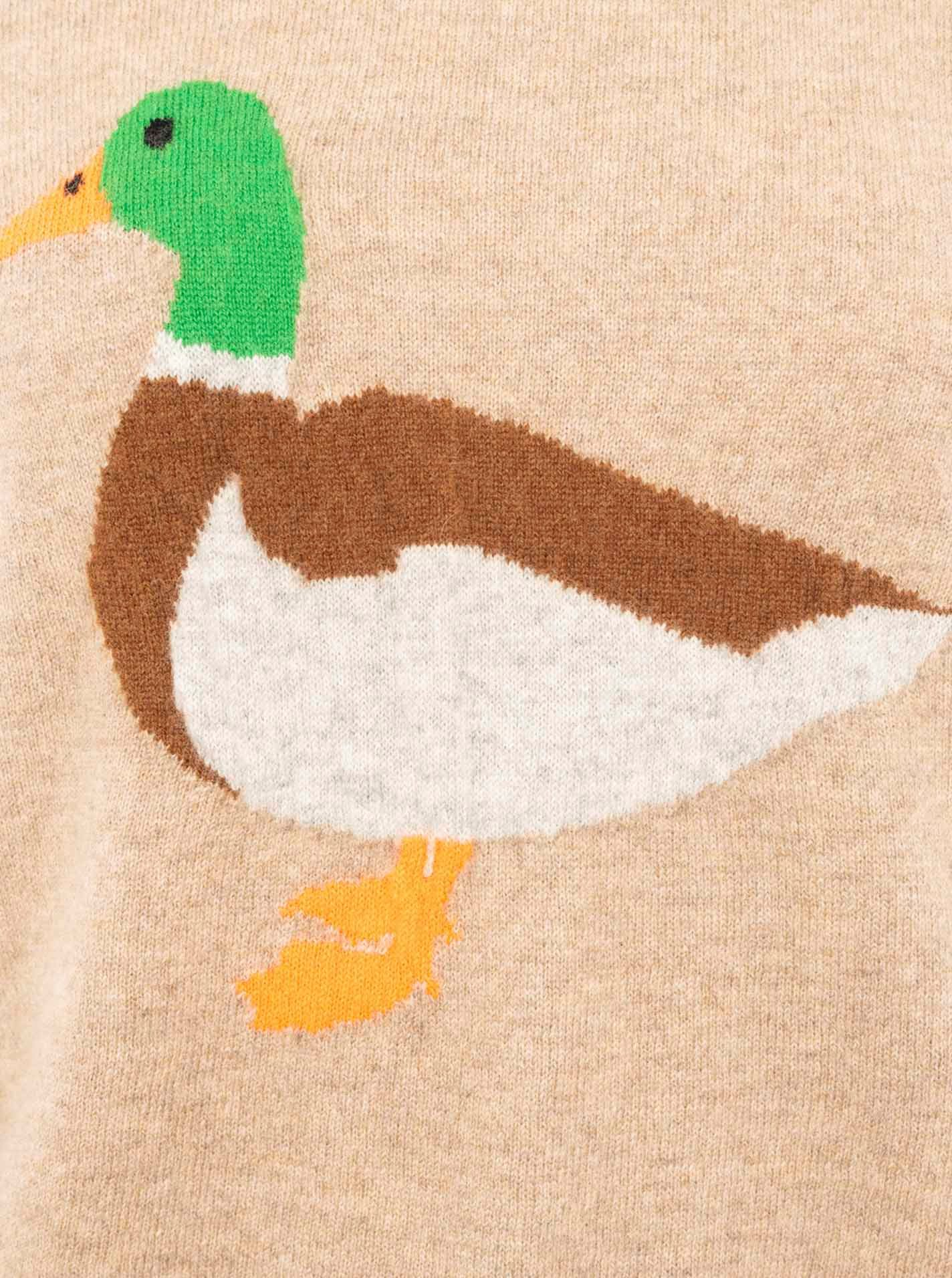 Zwillingsherz Strickpullover Duck Rundhals,aus reinem Kaschmir mit großer Ente