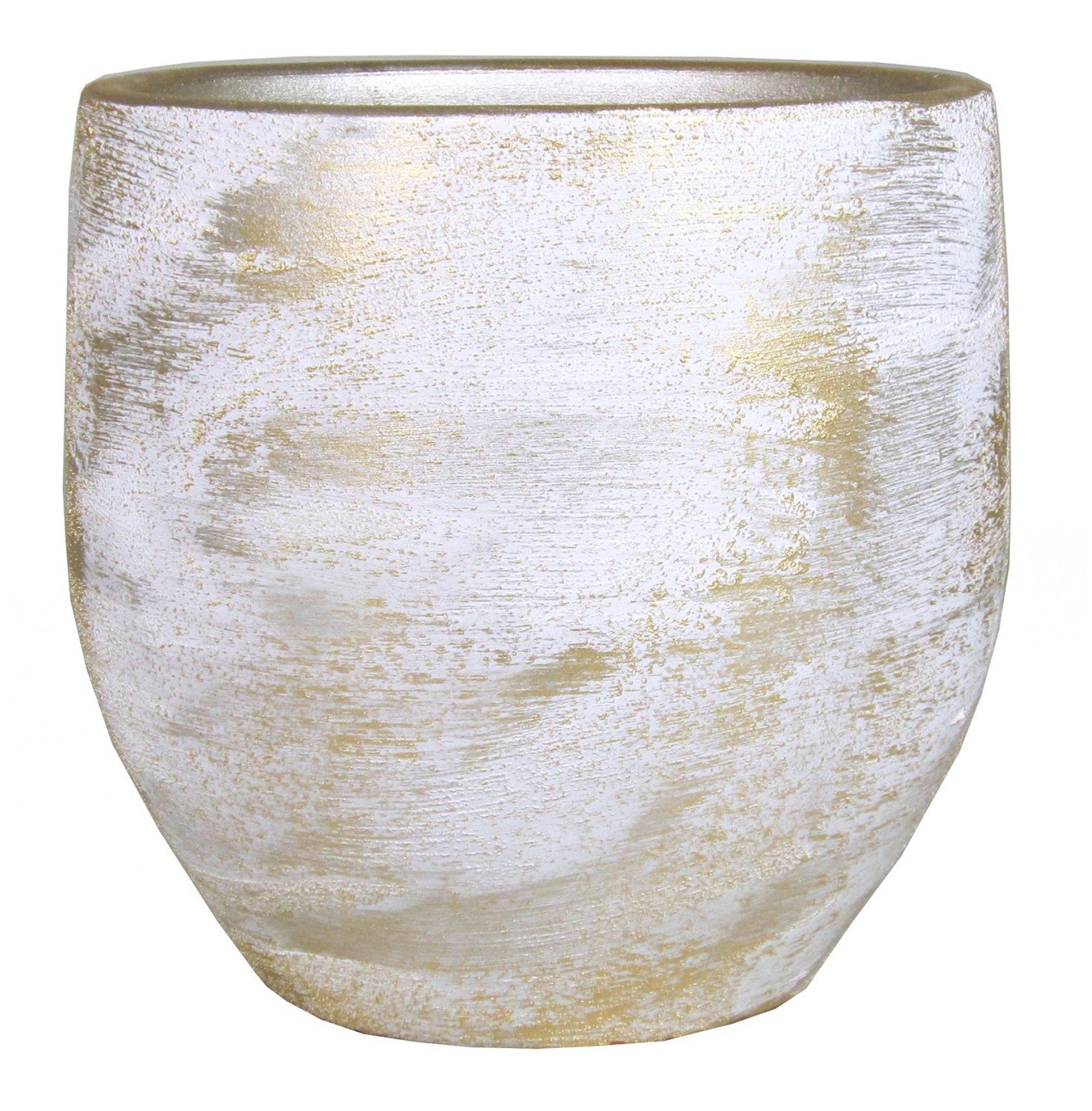 INNA-Glas Blumentopf Keramik Blumentopf AETIOS, Farbverlauf, weiß-Gold, 13cm, Ø14cm