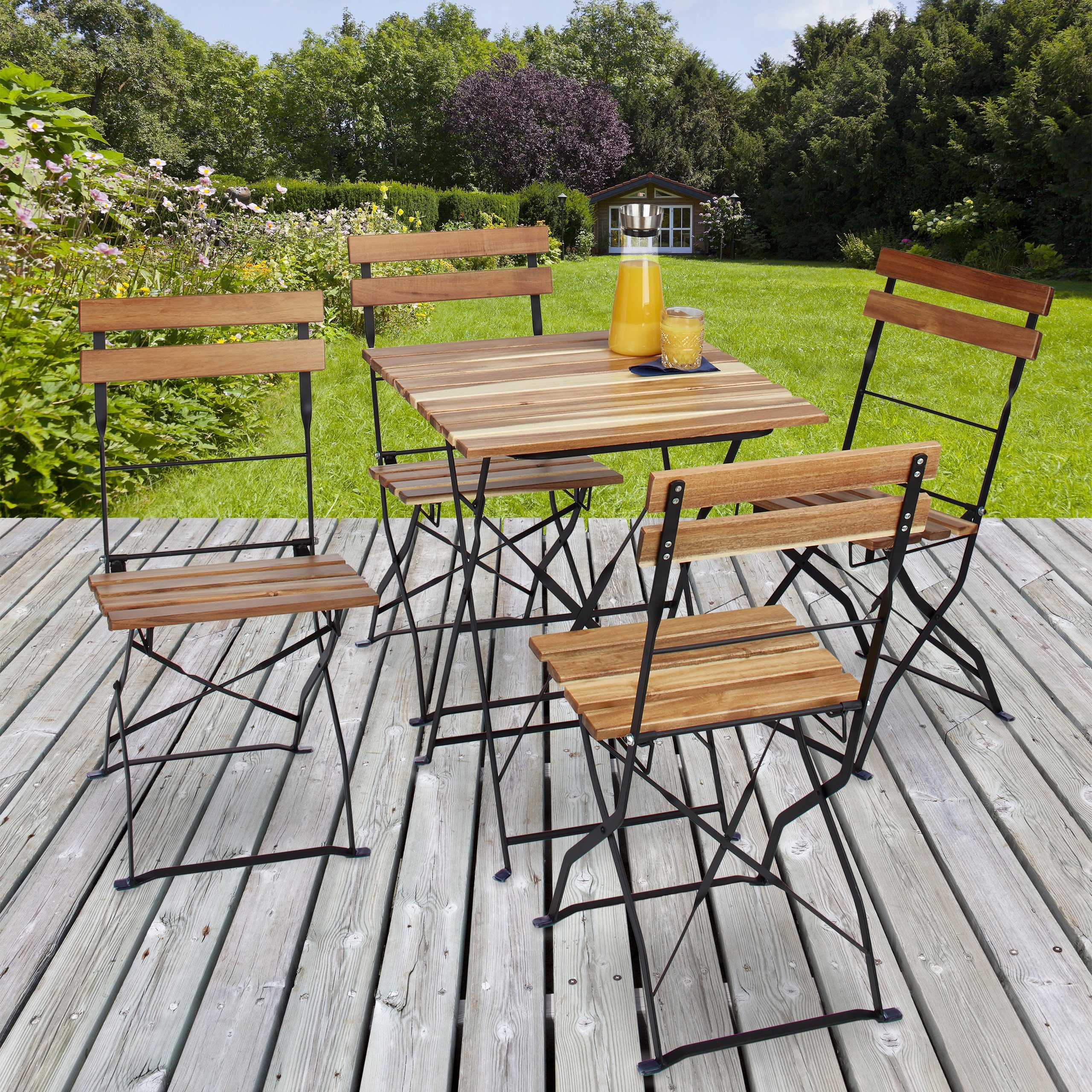 relaxdays Gartenstuhl 4er Set Natur günstig online kaufen