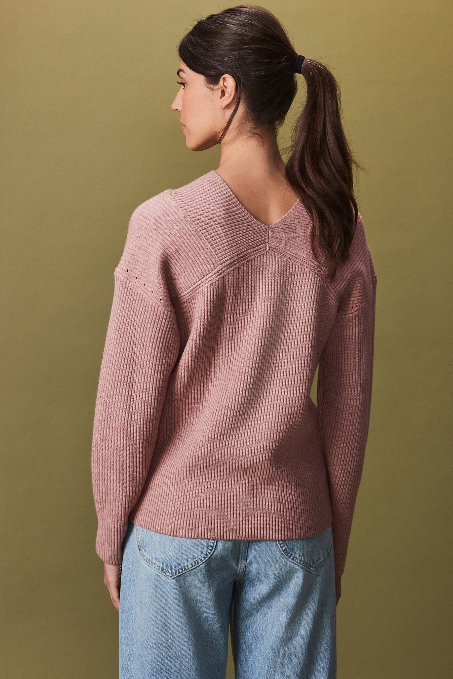 Next V-Ausschnitt-Pullover Ripp-Oberteil mit V-Ausschnitt (1-tlg) günstig online kaufen