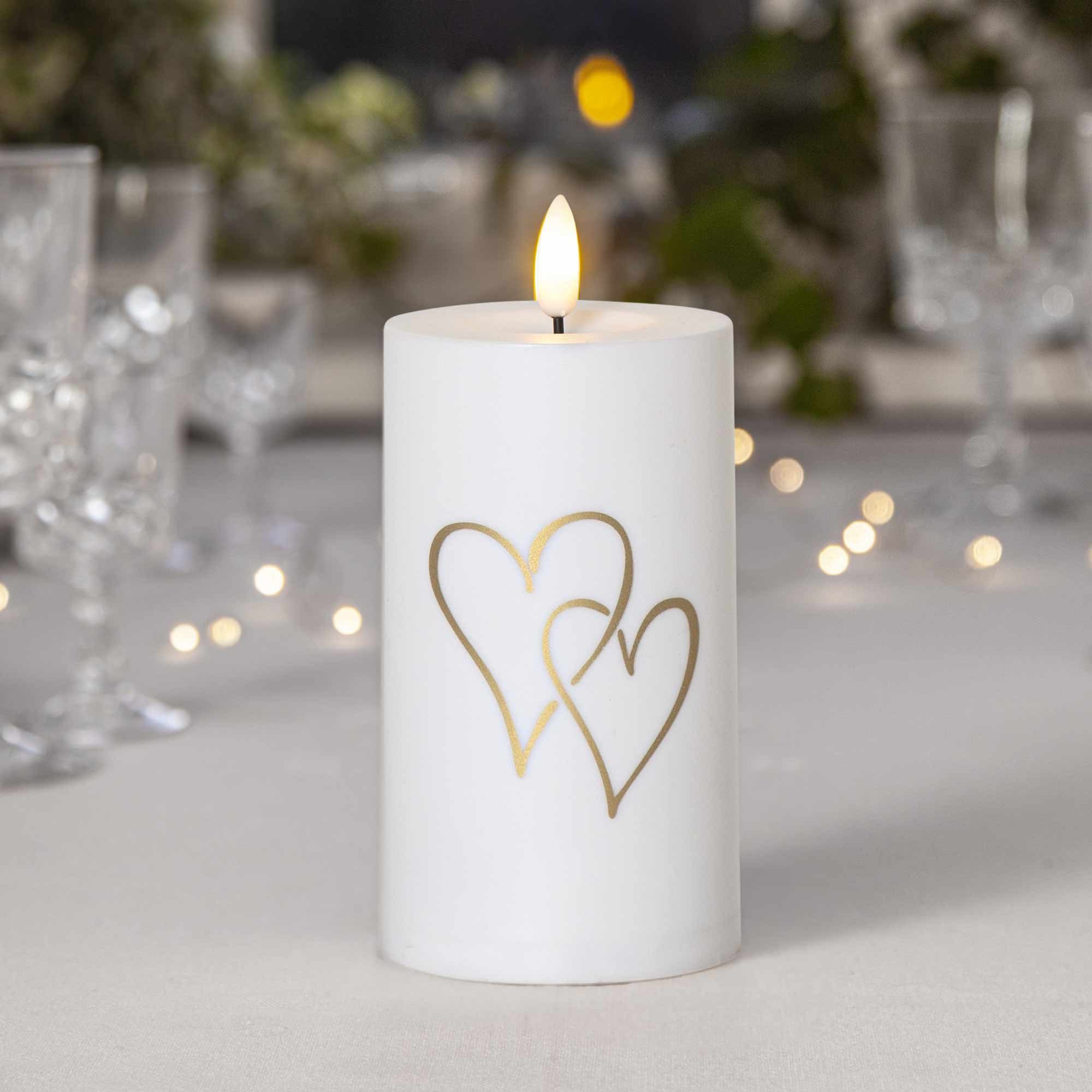 STAR TRADING LED-Kerze Flamme Heart (1-tlg), Grabkerze Kunststoff goldene H günstig online kaufen