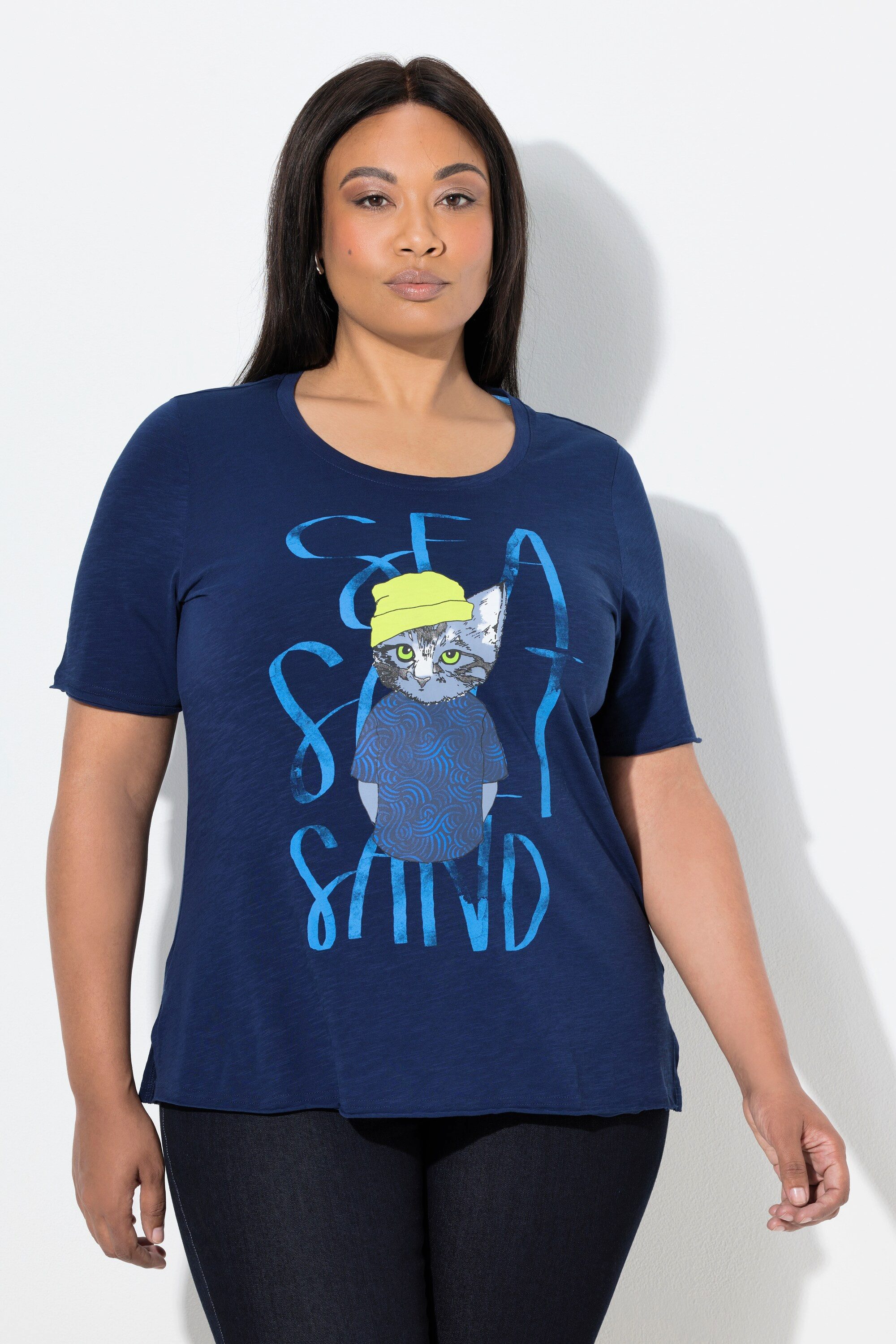 T-Shirt T-Shirt Katze Classic Rundhals Halbarm