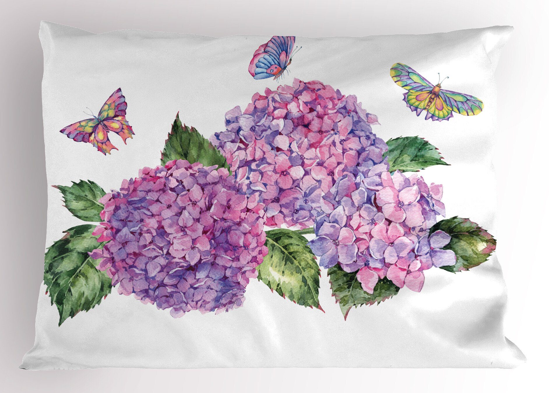 Kissenbezüge Dekorativer Standard King Size Gedruckter Kissenbezug, Abakuhaus (1 Stück), Blumen Insekten Hydrangea Leaves