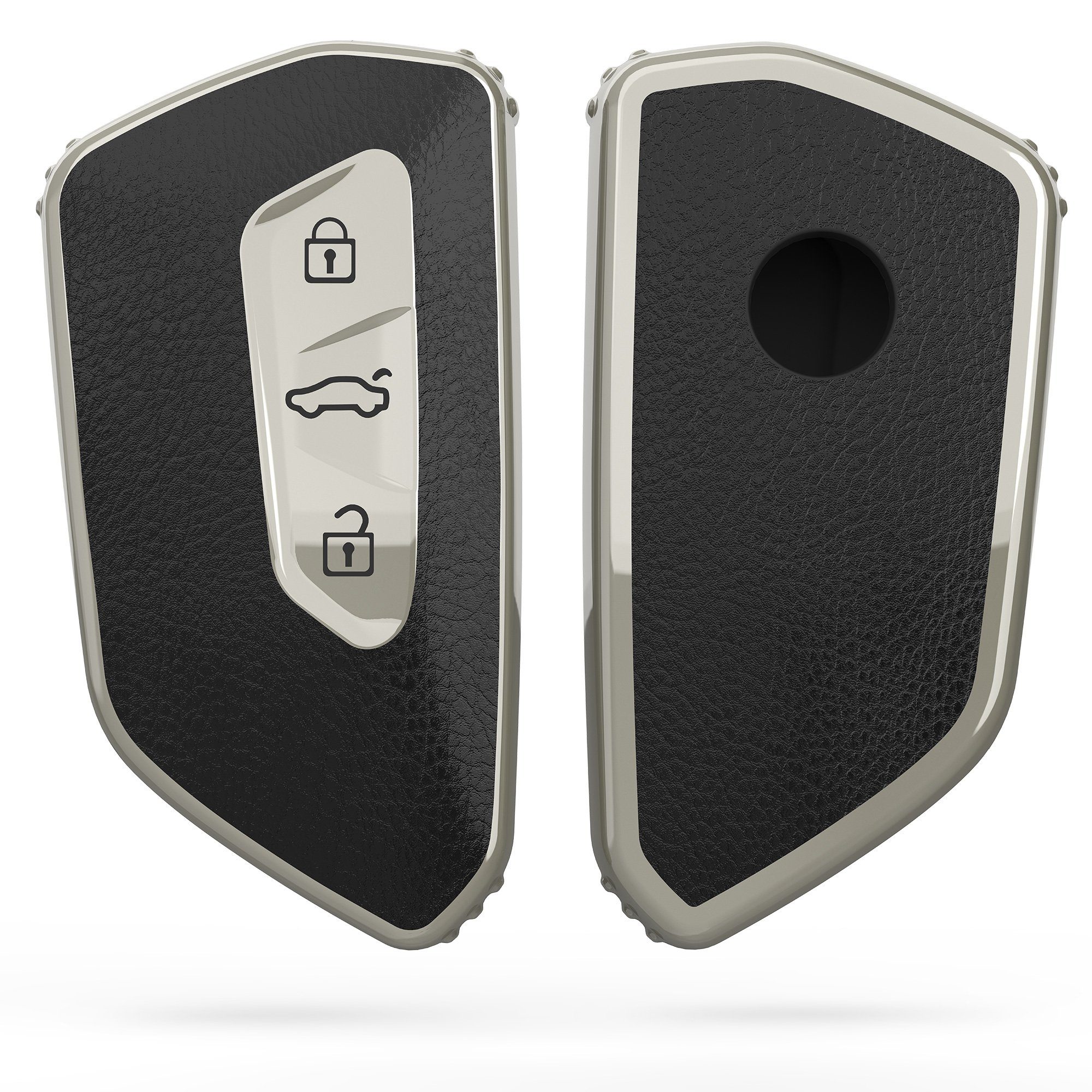 kwmobile Schlüsseltasche Autoschlüssel Hülle für VW Golf 8, TPU Schutzhülle Schlüsselhülle Cover für VW Golf 8 Silber-Schwarz