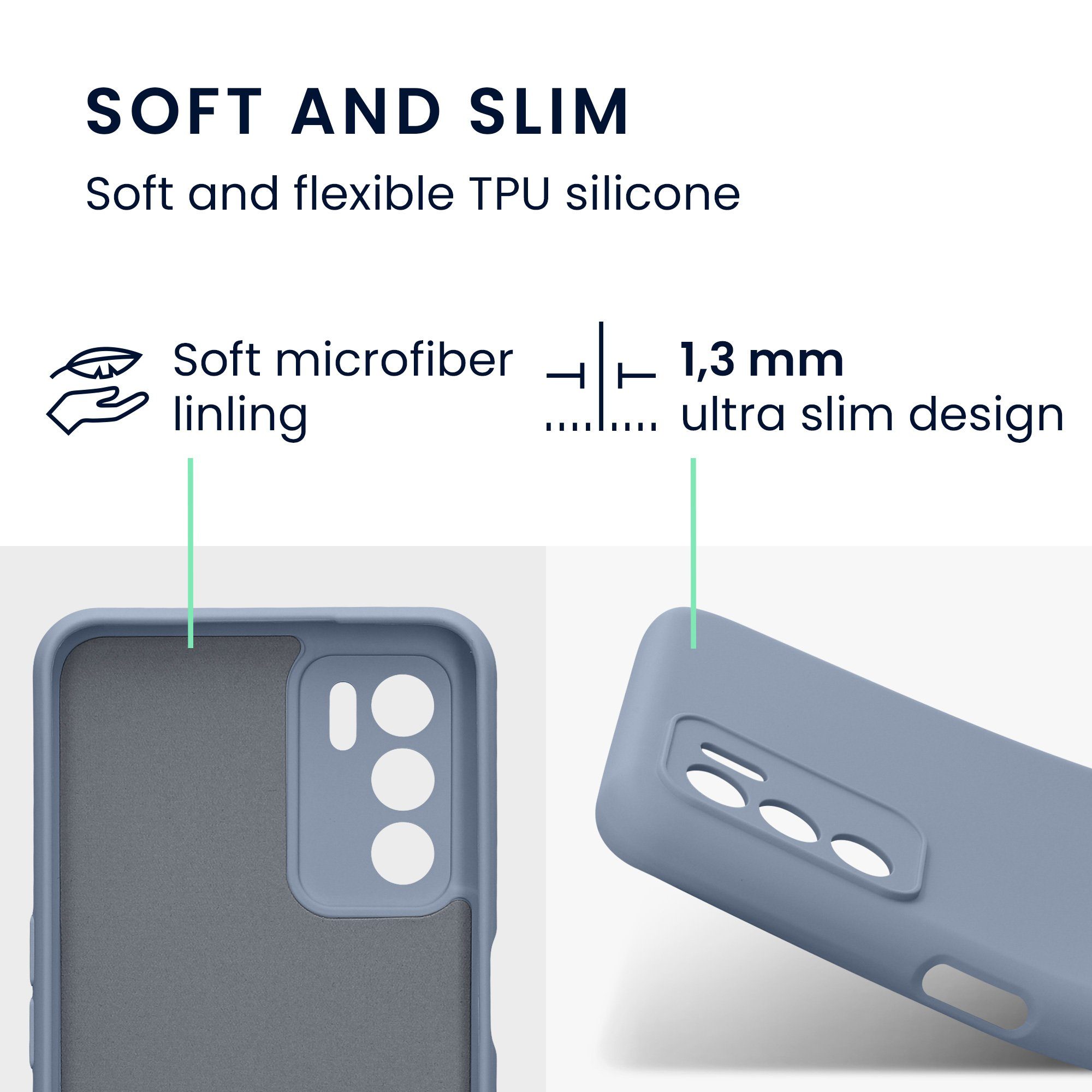 kwmobile Handyhülle Slim Case für Oppo A16 / A16s / A54s, Hülle Silikon Handy - Handyhülle gummiert
