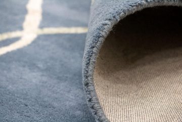 Wollteppich Designer Teppich handgetuftet blau, morgenland, rechteckig, Höhe: 18 mm