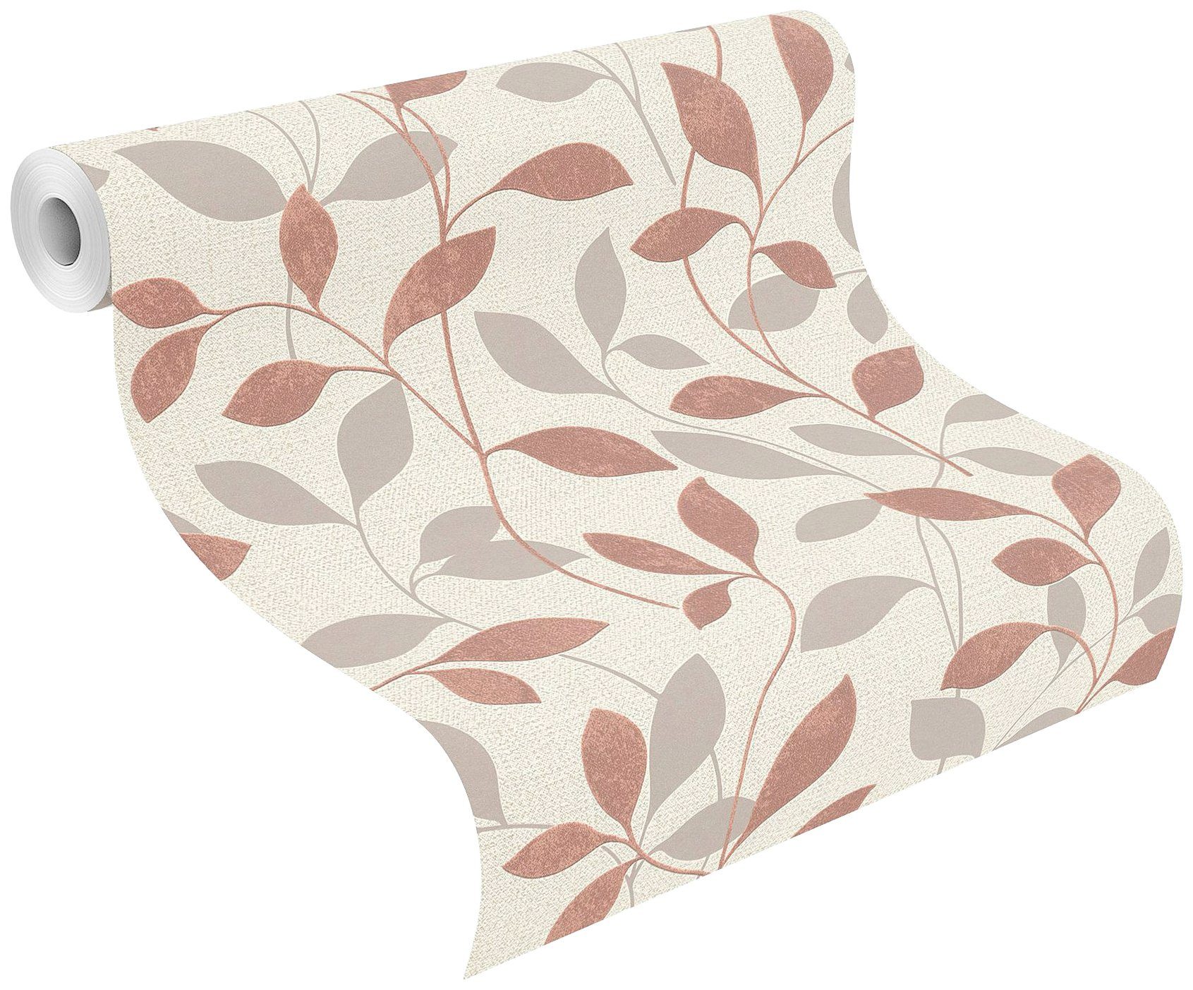 floral, Andy Rasch Wand, strukturiert, Vliestapete lichtbeständig, hochwaschbeständig (1 rot/beige gut St),