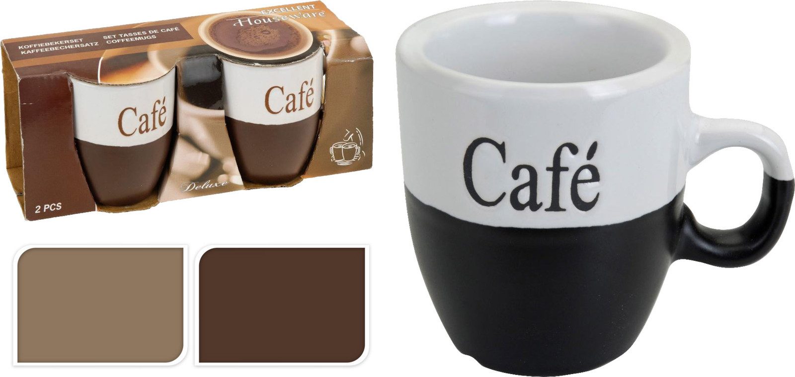 Koopman Becher Cafe 150 ml Klein Espresso Tasse 6 er Set, 6-tlg., Porzellan, 6er Set, je 150ml, Porzellan, 3 Farben, Geschirr