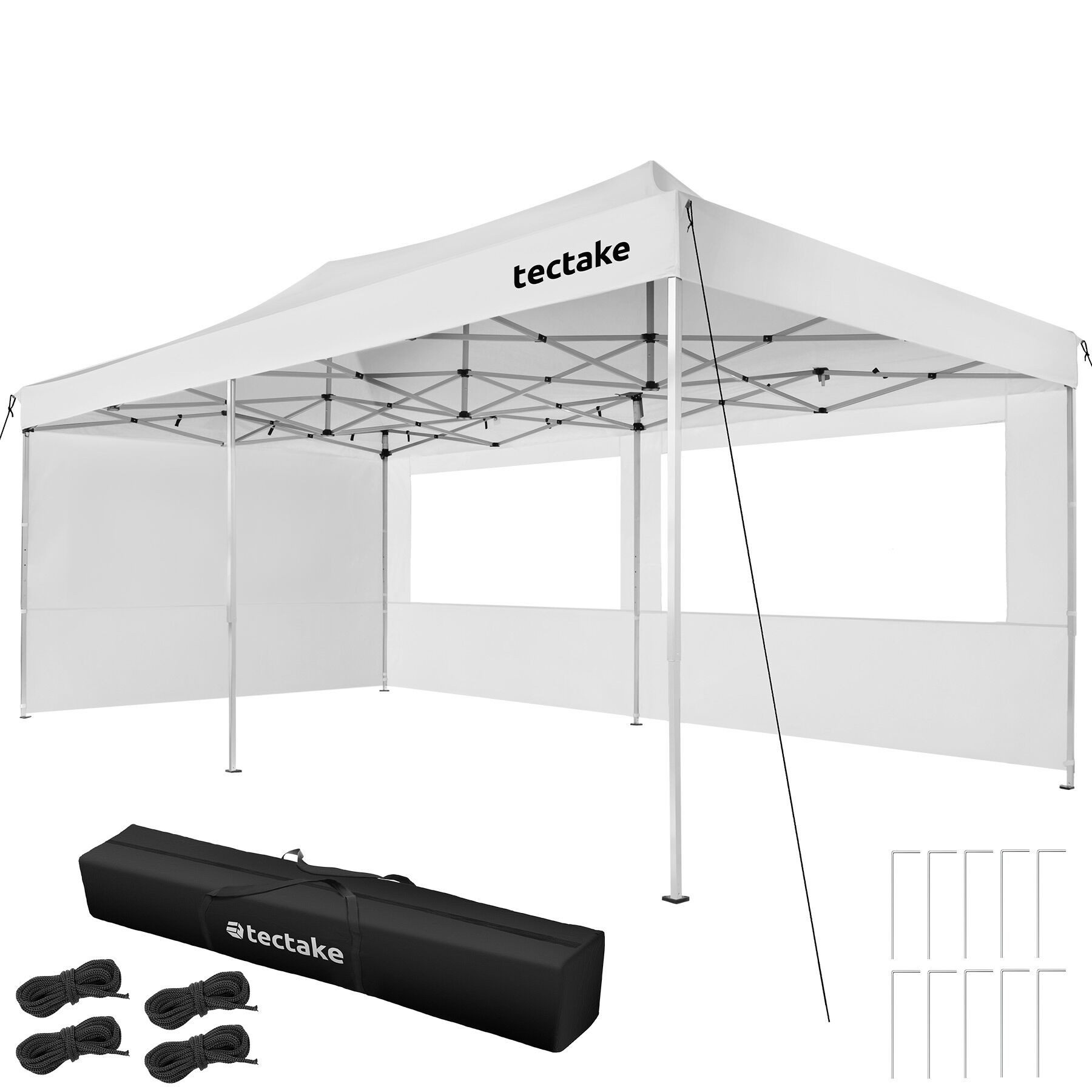 tectake Pavillon Faltpavillon Viola 3x 6m mit 2 Seitenteilen, mit 2 Seitenteilen