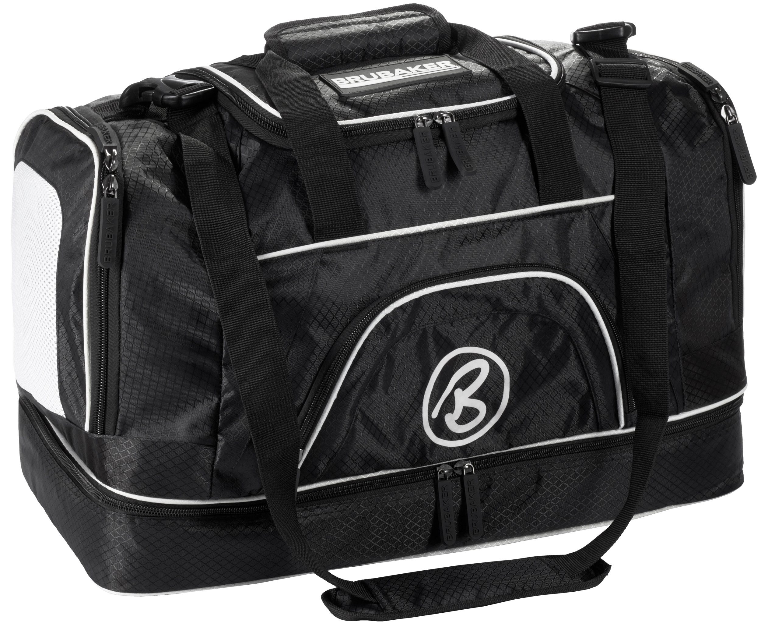 BRUBAKER Sporttasche XXL (1-tlg., Fitnesstasche Nassfach), 52 oder und Reisetasche 90 Schuhfach mit Trainingstasche Schwarz l Schultergurt l mit abnehmbarem