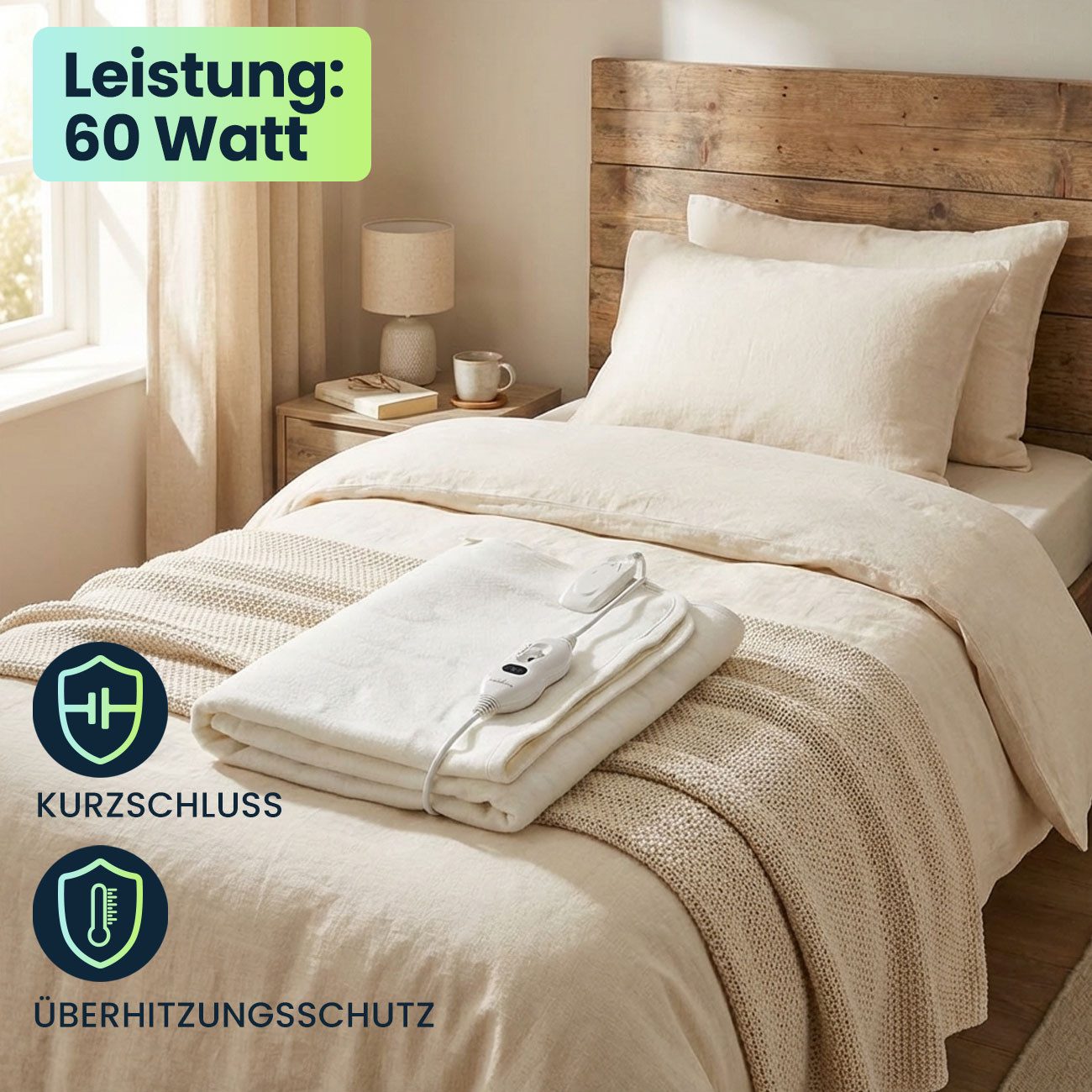 Nedis Heizdecke Komfort-Wärmeunterbett (150x80cm): Matratzenheizung fürs Bett