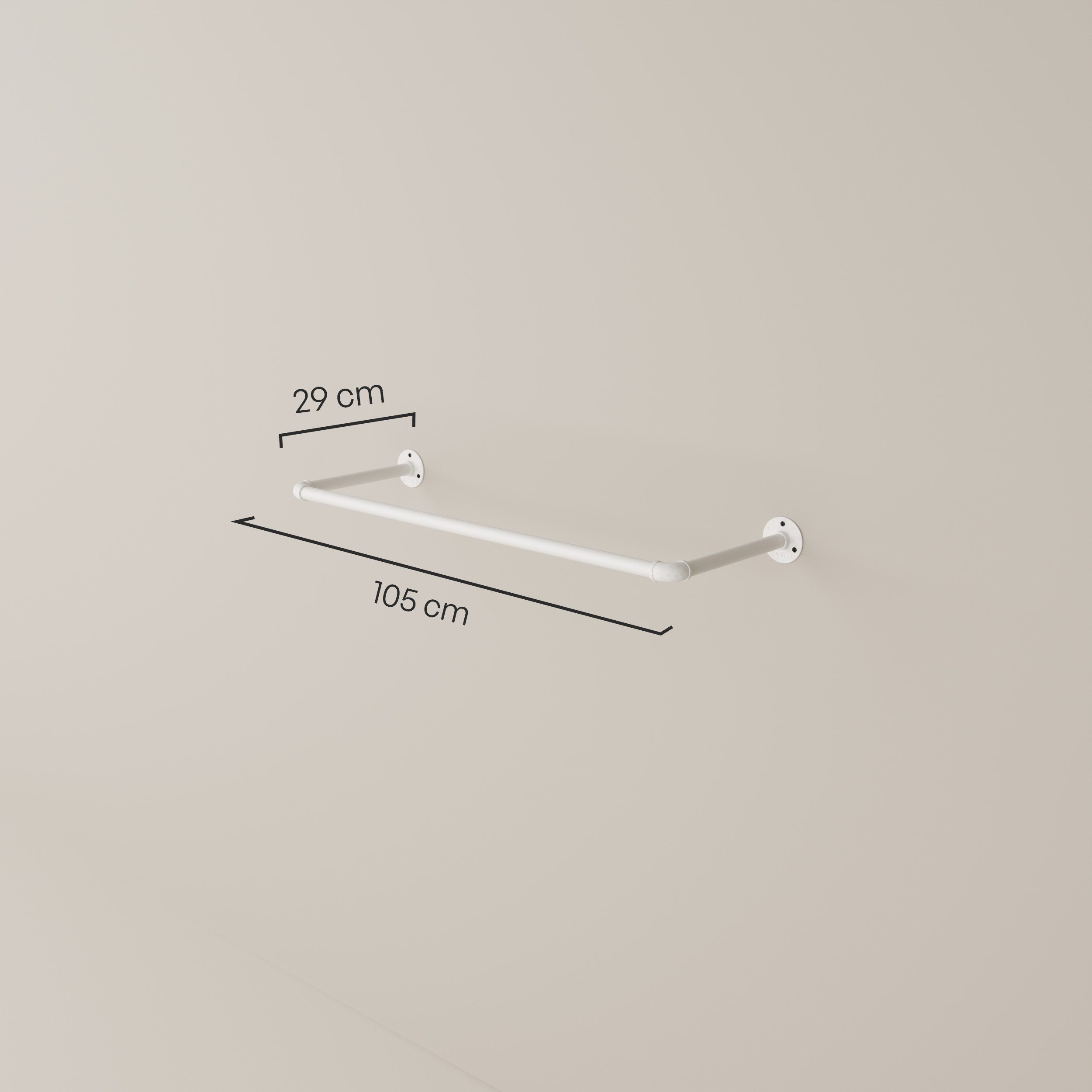 pamo. design Kleiderstange FINN Kleiderständer Garderobenstange für Jacken, Mäntel & Kleidung (Set, 1), weiße Kleiderstange zur Wandmontage im industrial Design