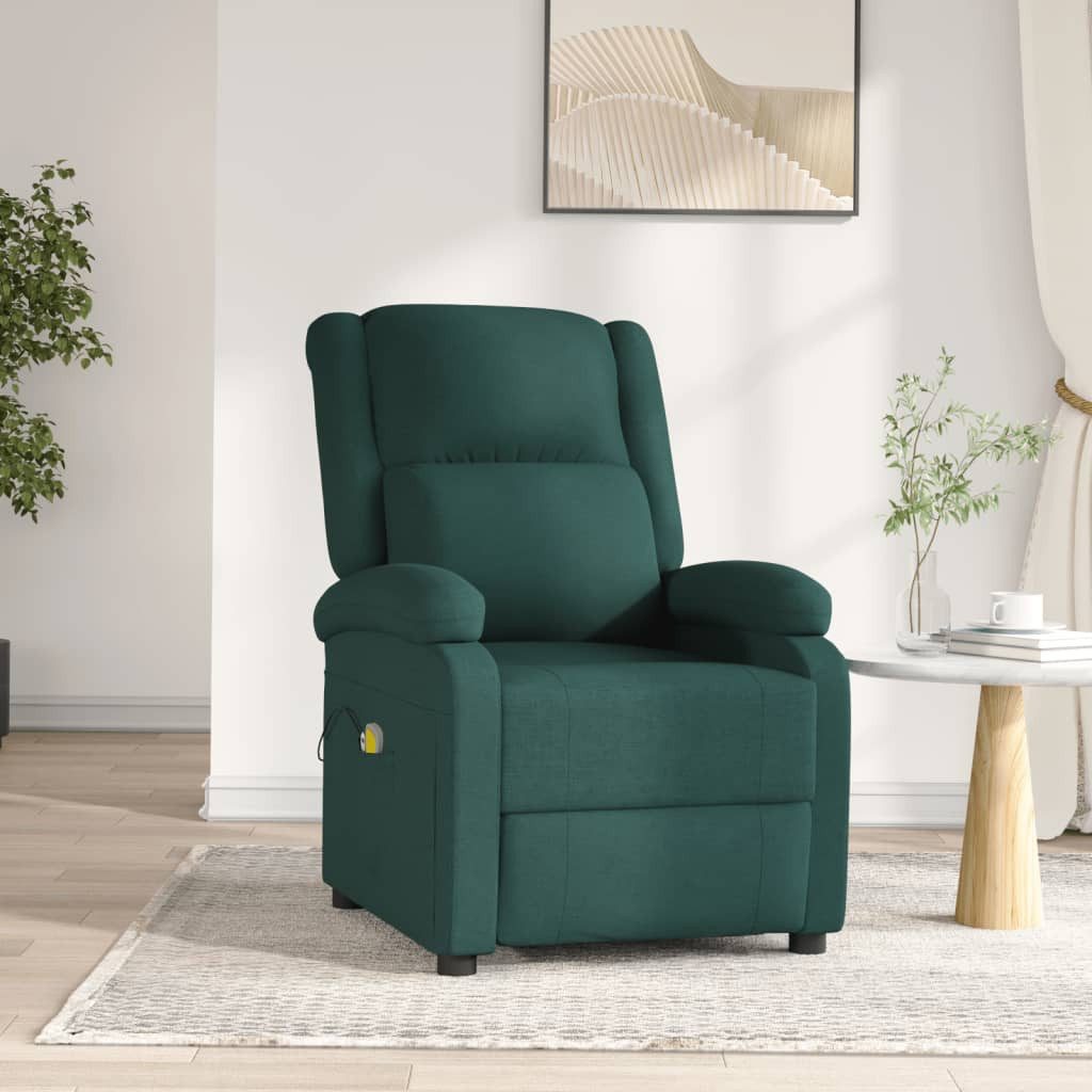 vidaXL Massagesessel, Elektrischer Massagesessel Dunkelgrün Stoff