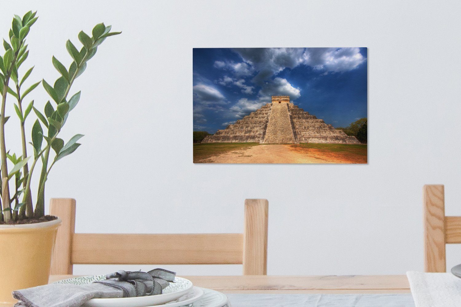 (1 Aufhängefertig, Wanddeko, Wandbild St), 30x20 cm Leinwandbilder, Mexiko, Leinwandbild von in Itzá Chichén OneMillionCanvasses® Kukulkan Maya-Pyramide in