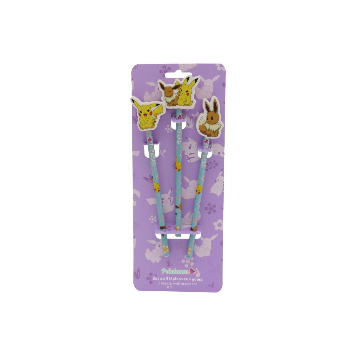 POKÉMON Kreativset Pokémon Bleistift Set 3 teilig Radiergummi Schulzubehör