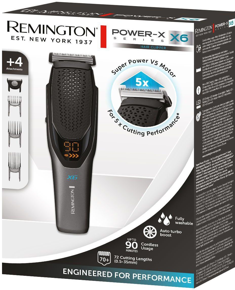 Remington Haarschneider Power-X Series HC6000, Längeneinstellrad und Micro Fade Haar-und Bartkamm, kpl. Abwaschbar