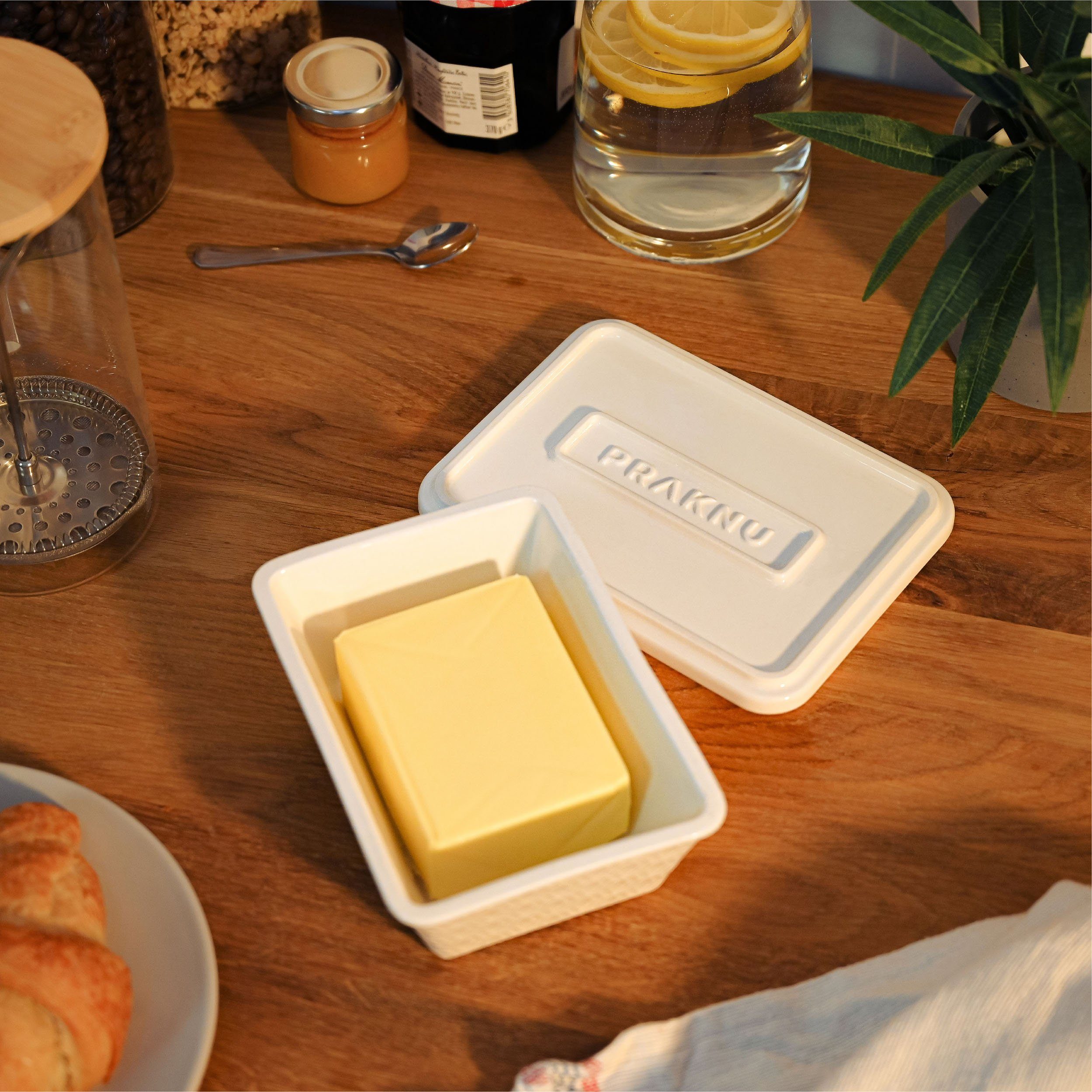 Hält Spülmaschinengeeignet Praknu 1-tlg), Butter länger frisch Butter, (Packung, für 250g - Butterdose aus Butterdose Weiß Keramik Keramik,