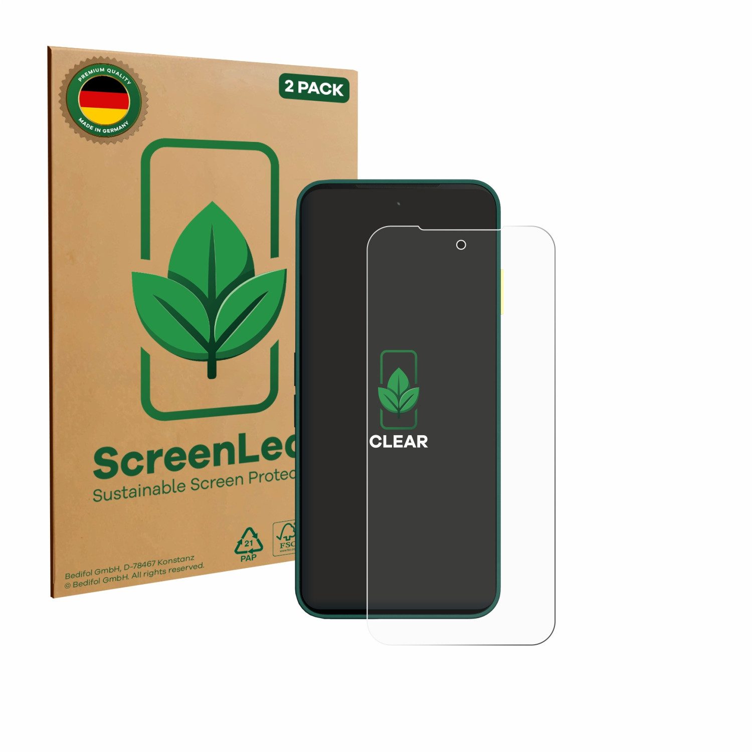 ScreenLeaf Displayschutzfolie Schutzfolie für Fairphone 6, 2 Stück, nachhaltiger Displayschutz Schutz Folie Klar Transparent