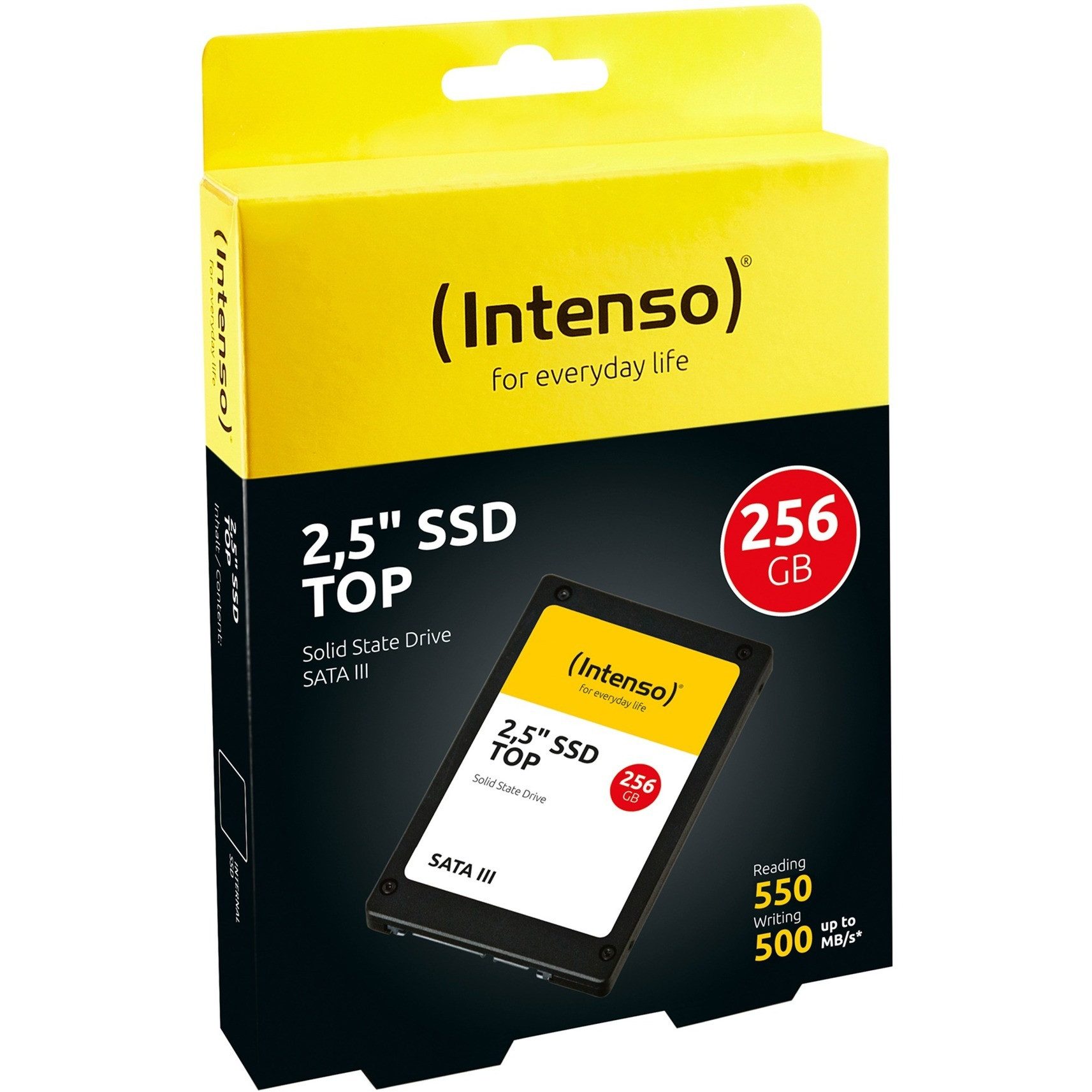 Intenso Top Performance 256GB SATA SSD 2.5 Zoll interne SSD (256 GB) 2,5 Zoll" 550 MB/S Lesegeschwindigkeit, 500 MB/S Schreibgeschwindigkeit, 3D-NAND, SLC Cache, SMART Support, TRIM Technologie