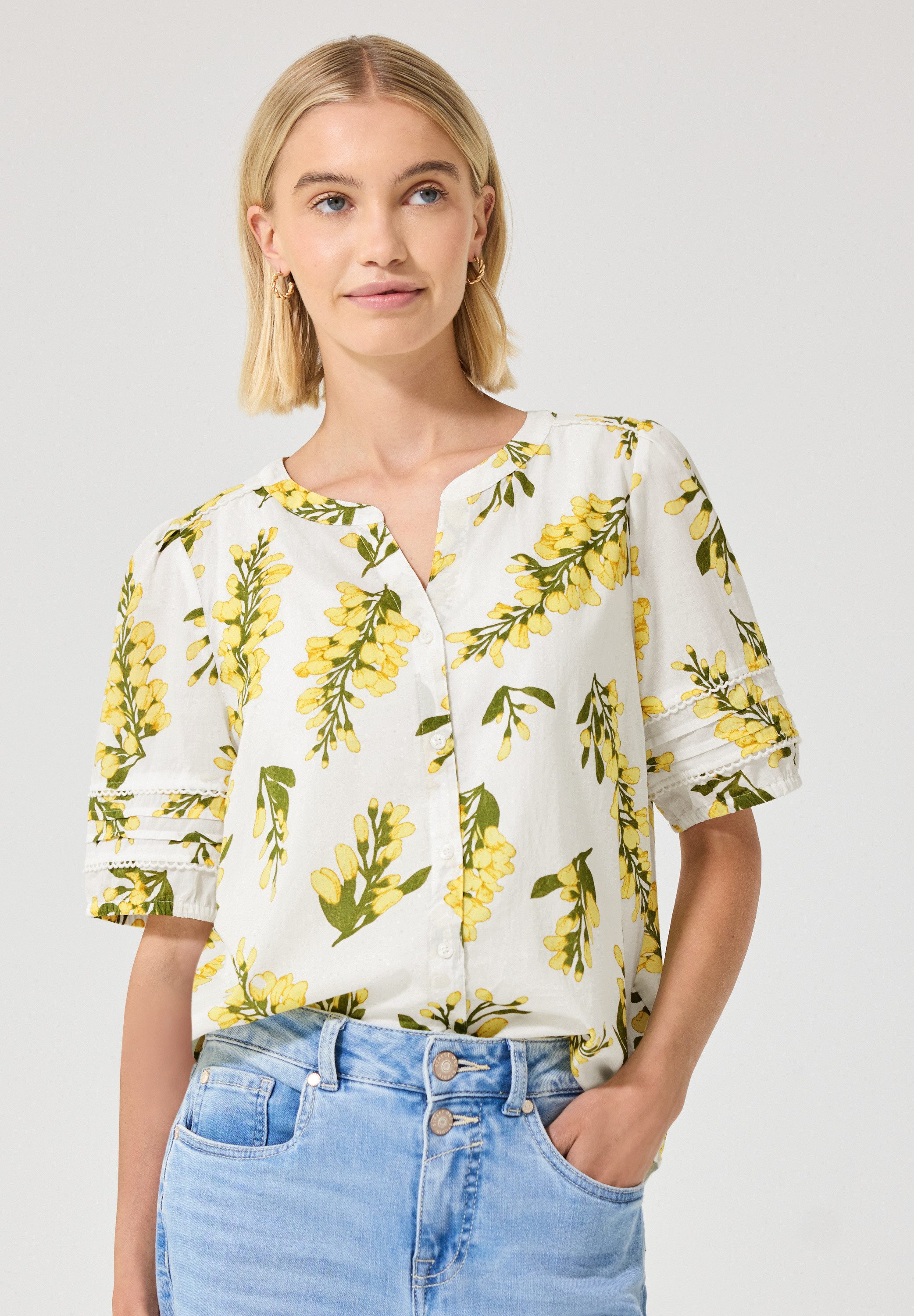 STREET ONE STUDIO Kurzarmbluse mit allover Print