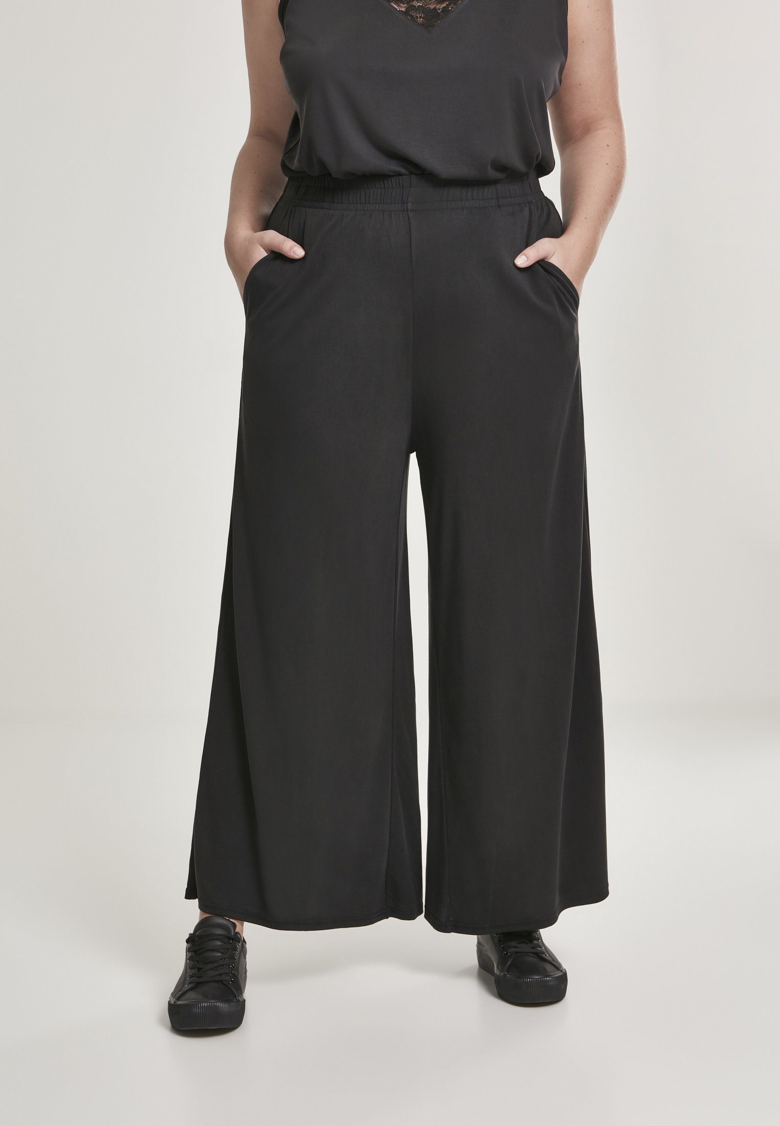 URBAN CLASSICS Bequeme Jeans Damen Ladies Modal Culotte (1-tlg) black
