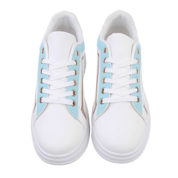 Ital-Design Damen Low-Top Freizeit Sneaker Flach Sneakers Low in Weiß