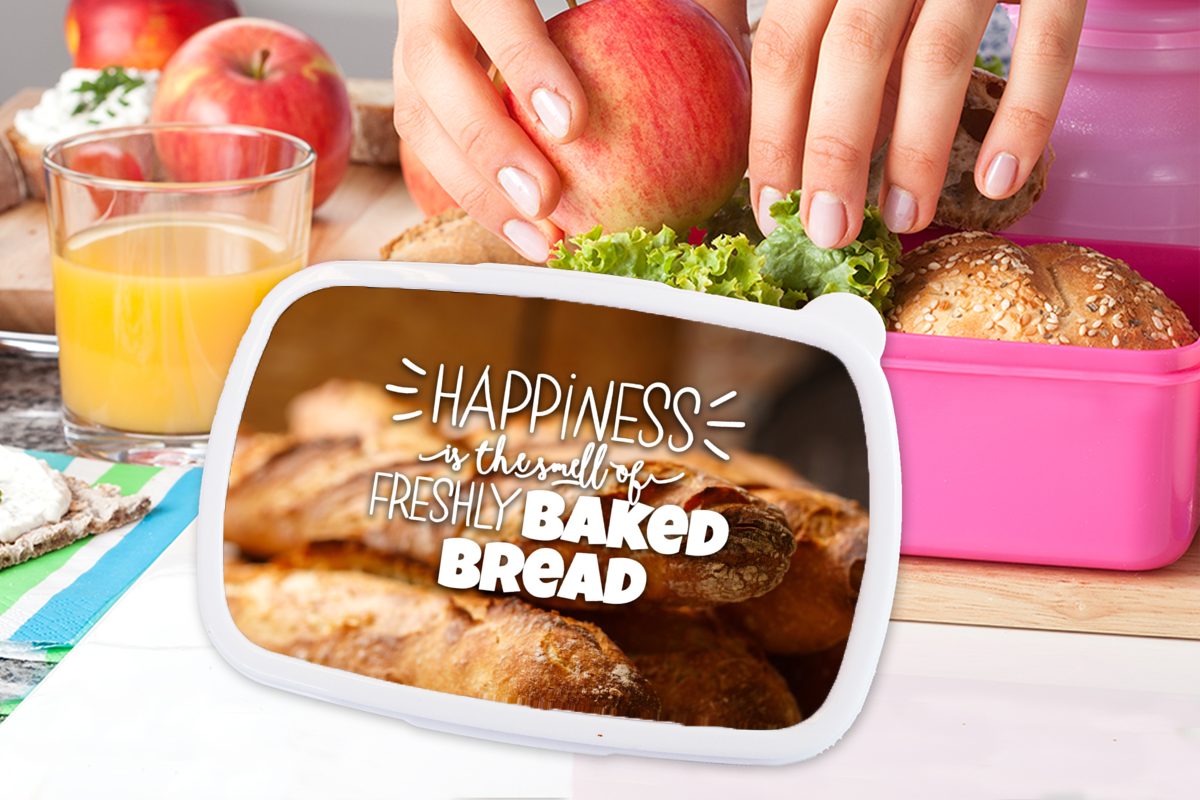 (2-tlg), 'Glück frisch ist Sprichwörter Kinder, - Brotbox Zitate MuchoWow Brotdose Lunchbox Snackbox, - Kunststoff gebackenem, der rosa von Kunststoff, Mädchen, für Duft Erwachsene,