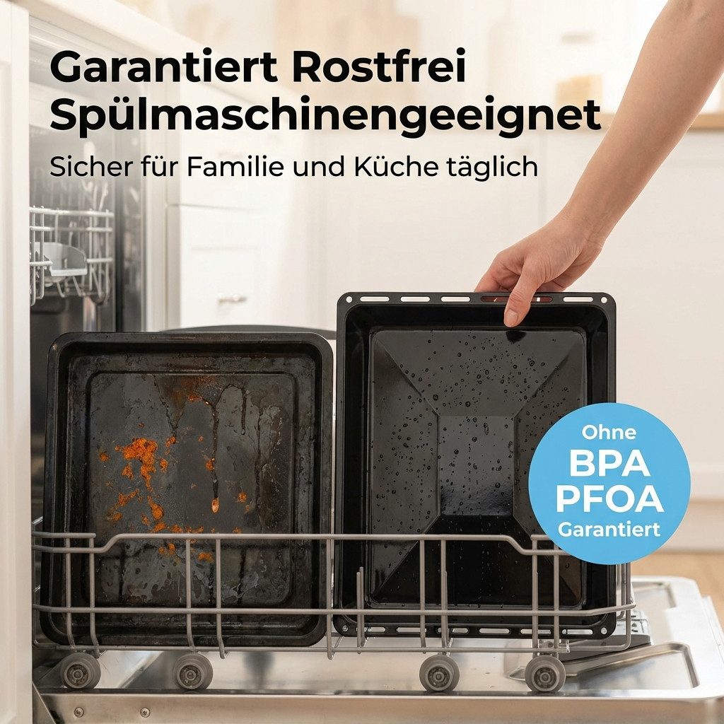 ICQN Backblech 445 x 375 x 25 und 50 mm, Emaille, (2-St), Passend für Whirlpool, Ignis, Bauknecht, Indesit, Algor, Neckermann – Bild 4 von 5