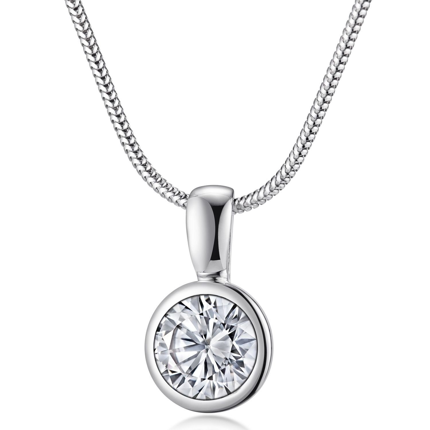 Materia Kettenanhänger Damen Silber Zirkonia Rund günstig online kaufen